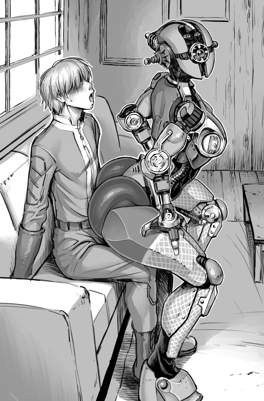 adelaide (fallout 76), ass, assaultron, assaultron (fallout), athletic, athletic female, belly, bethesda softworks, big ass, big breasts, big butt, breasts, double deck, duo, faceless male, fallout, fallout 76, female, from behind, from behind position, human, human penetrating, human/robot, humanoid, larger female, light skin, light-skinned male, machine, male, male/female, mammal, noseless, open mouth, robot, robot girl, sexbot, short hair, sitting on person, size difference, small dom big sub, smaller male, sound effects, text, thick thighs, video games, wide hips