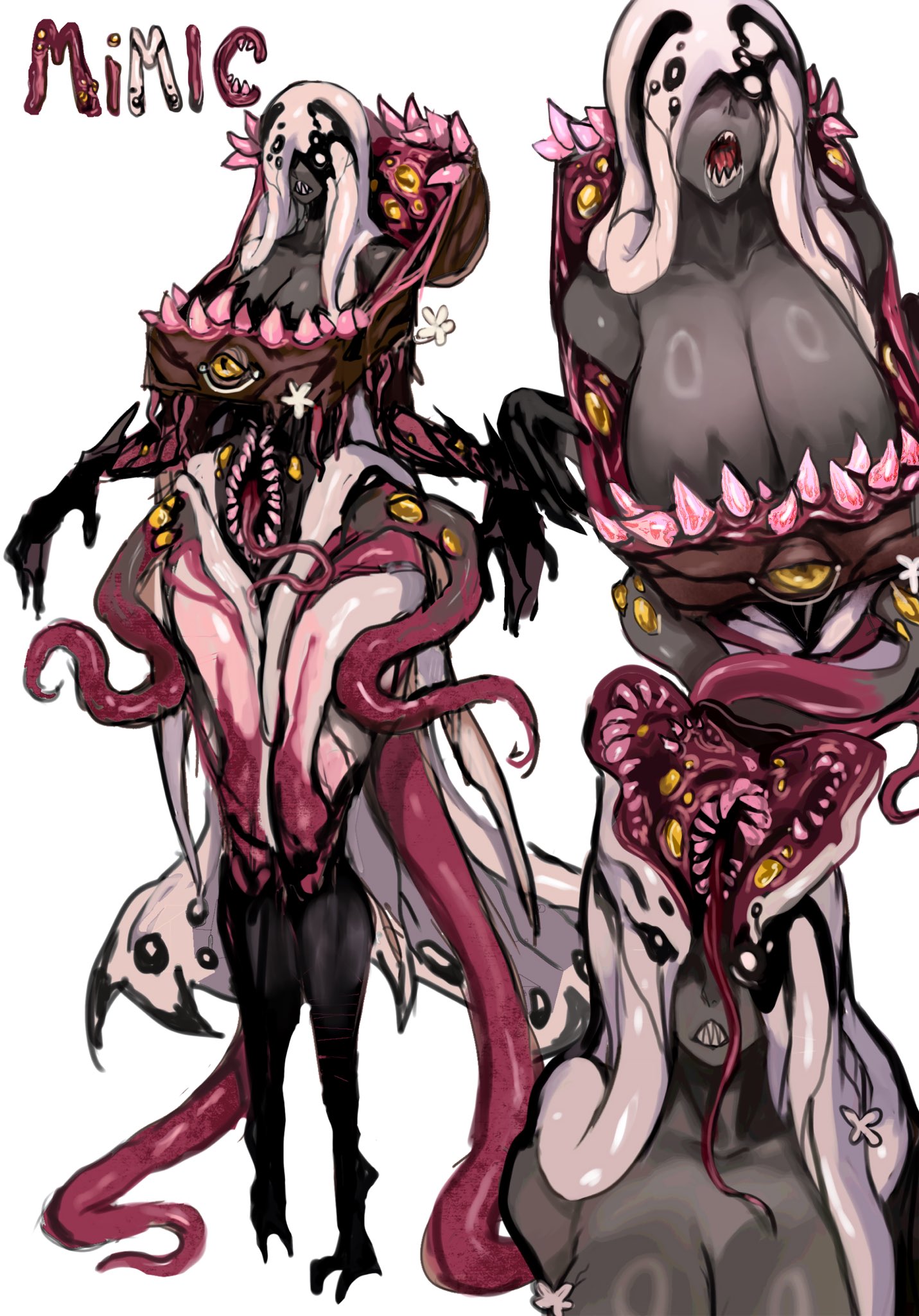 big breasts, breasts, female, huge breasts, i really shouldn't stick my penis in there(meme), male, mimic, mimic chest, monster, monster girl, nightmare waifu, penis, sfour, thick thighs