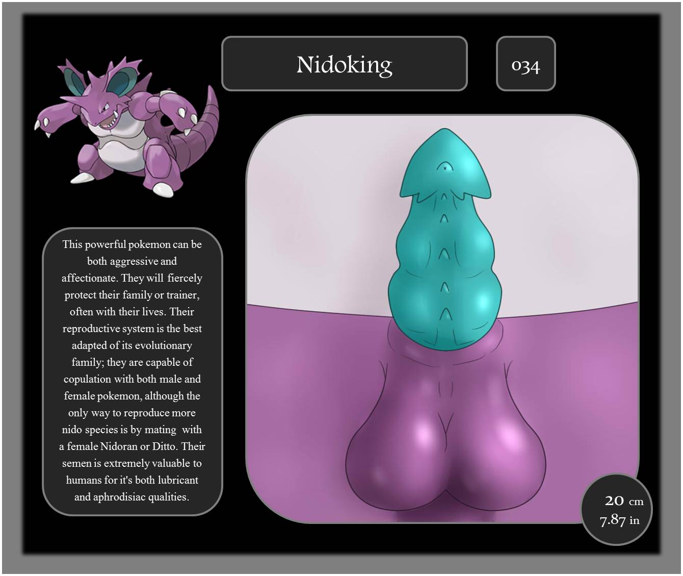 2014 balls erection feral furry horn male male_only nidoking nintendo penis pokedex pokemon pokemon_(species) text video_games zekromlover