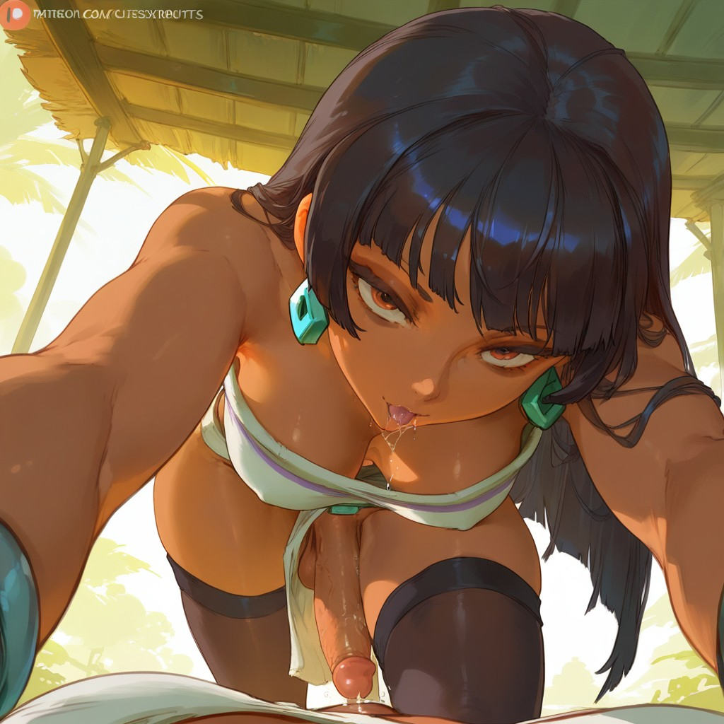 1futa 1girl1futa 1girls :3 ai_generated anticipation balls black_hair bottomless bracelet breasts chel chel_(the_road_to_el_dorado) dannyhandy dark-skinned_female dark-skinned_futanari dark_skin erect_nipples erect_penis erection female_on_bottom first_person_perspective first_person_view futadom futanari green_earrings holding_head loincloth loincloth_aside long_penis looking_at_viewer nipples nipples_visible_through_clothing orange_eyes outdoors penis pov precum precum_drip precum_on_penis saliva saliva_drip saliva_trail seductive seductive_eyes seductive_look seductive_mouth simple_background sole_female sole_futa the_road_to_el_dorado thick_thighs thighhighs thighs vein veiny_penis