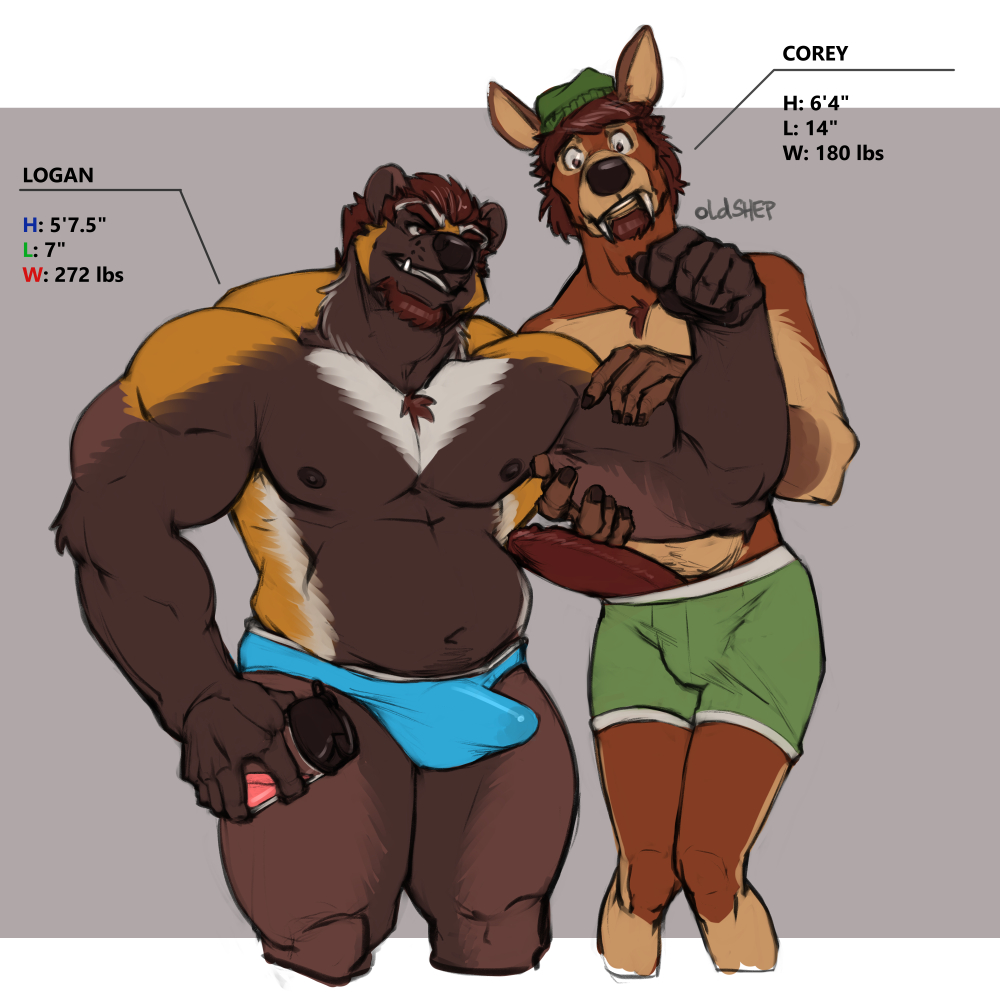 1:1 5_fingers anthro areola beanie beard belly biceps big_muscles big_penis biped black_nose blue_briefs blue_clothing blue_underwear bodily_fluids bottle boxer_briefs briefs briefs_only brown_beard brown_body brown_eyebrows brown_eyes brown_facial_hair brown_fur brown_hair bulge character_name chest_tuft claws closed_smile clothed clothed_anthro clothed_male clothing container corey_seouk countershade_fur countershade_torso countershading deer deltoids digital_drawing_(artwork) digital_media_(artwork) duo erection erection_under_underwear eyebrows facial_hair finger_claws fingers flat_colors flexing flexing_bicep front_view fur genital_fluids genitals green_beanie green_boxer_briefs green_clothing green_hat green_headwear green_underwear grey_background grin gulonine hair hand_on_another's_arm hand_on_arm hand_on_bicep hat headgear headwear holding_bottle holding_container holding_object humanoid_genitalia humanoid_hands humanoid_penis imperial_unit larger_anthro larger_male logan_kushner looking_at_another male male/male male_anthro mammal measurements mouth_closed multicolored_body multicolored_fur musclegut muscular muscular_anthro muscular_arms muscular_male mustelid musteline navel nipples number oldshep orange_body orange_fur pecs penis penis_poking_out portrait precum precum_through_clothing signature simple_background size_difference skinny_anthro skinny_male slightly_chubby slightly_chubby_anthro slightly_chubby_male smaller_anthro smaller_male smile smiling_at_another standing tan_body tan_countershading tan_fur teeth tenting text three-quarter_portrait topless topless_anthro topless_male trapezius triceps tuft tusks underwear underwear_only water_deer wet wet_clothing whisker_spots white_body white_fur wolverine
