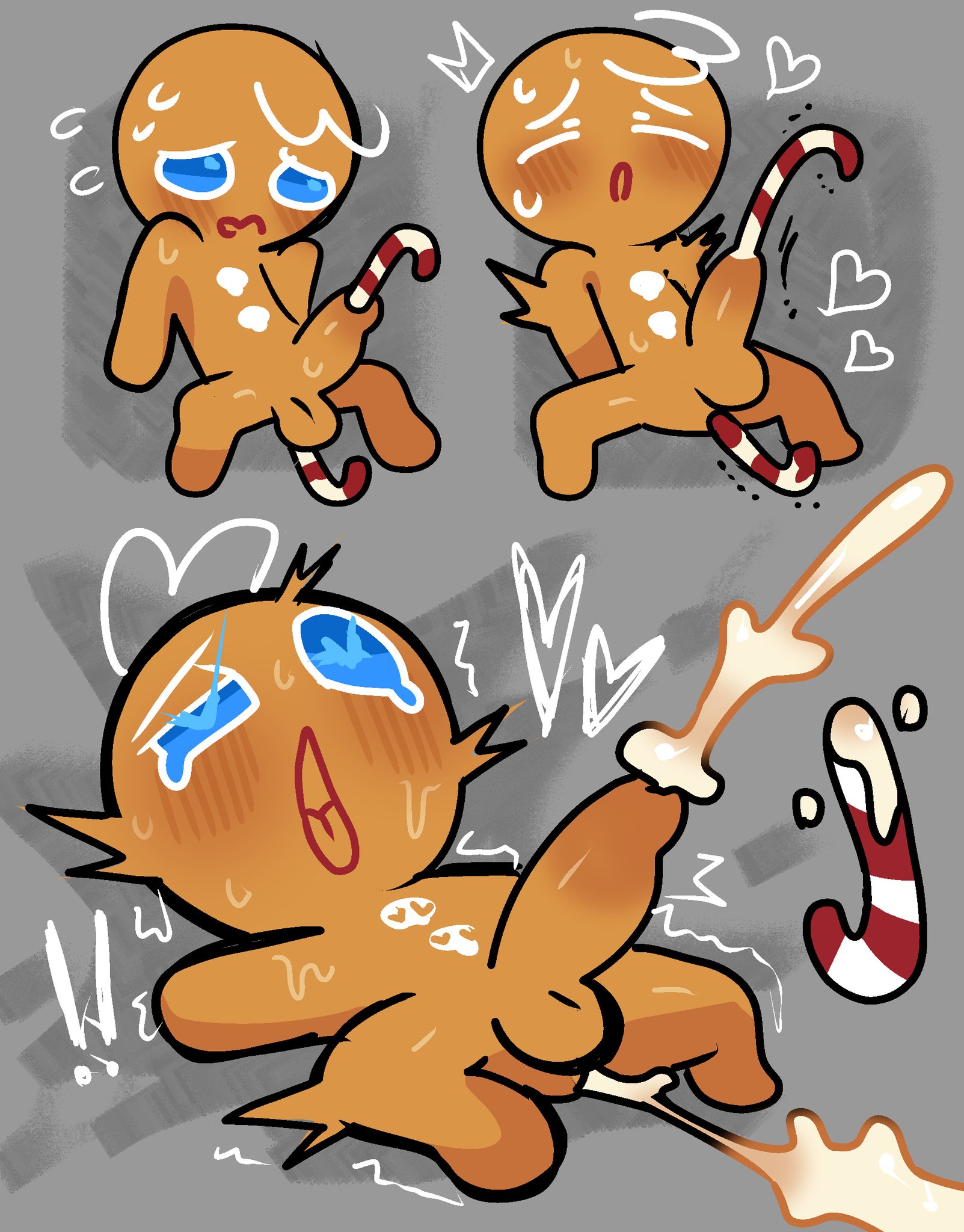 1boy, 2025, ahe gao, anal, anal insertion, animate inanimate, ass, blue eyes, blush, candy cane, cookie, cookie run, cookie run kingdom, cookie run ovenbreak, cum, cum in ass, cum inside, cum on self, femboy, feminine, feminine male, gay, genital fluids, genitals, gingerbrave, heart, heart eyes, heart-shaped pupils, hearts around head, humanoid penis, in love, male, male only, motion lines, no humans, non-human, penis, pleasure face, pleasured, pleasured male, riagaras, skull, skull symbol, sweat, sweatdrop, sweating, sweating profusely, tagme, tongue, tongue out, twink, urethral, urethral insertion