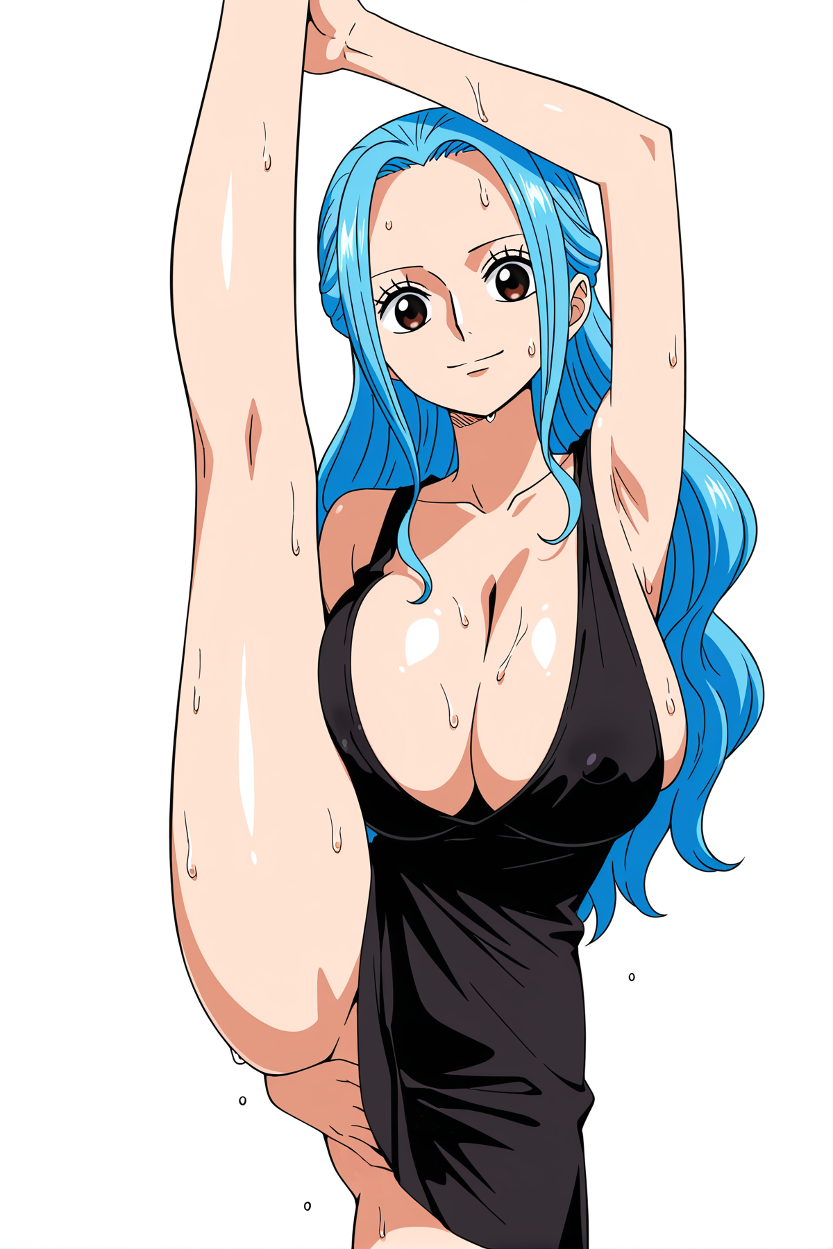 1girls, ai generated, blue hair, blue-haired female, clothing, dreamoff, female, female only, nefertari vivi, one piece