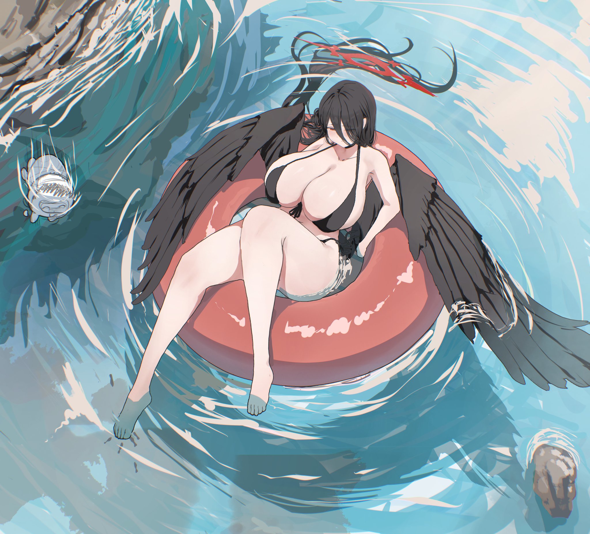 1girls, bikini, blue archive, breasts, female, female only, gigantic breasts, hasumi (blue archive), hth5k, huge breasts, solo, solo female