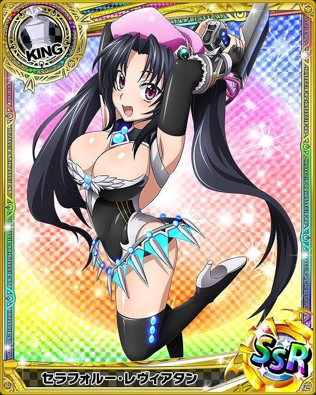 1girls, animius, black hair, breasts, clothing, female, female only, gun, high school dxd, large breasts, purple eyes, serafall leviathan, solo, stockings, tagme, translation request