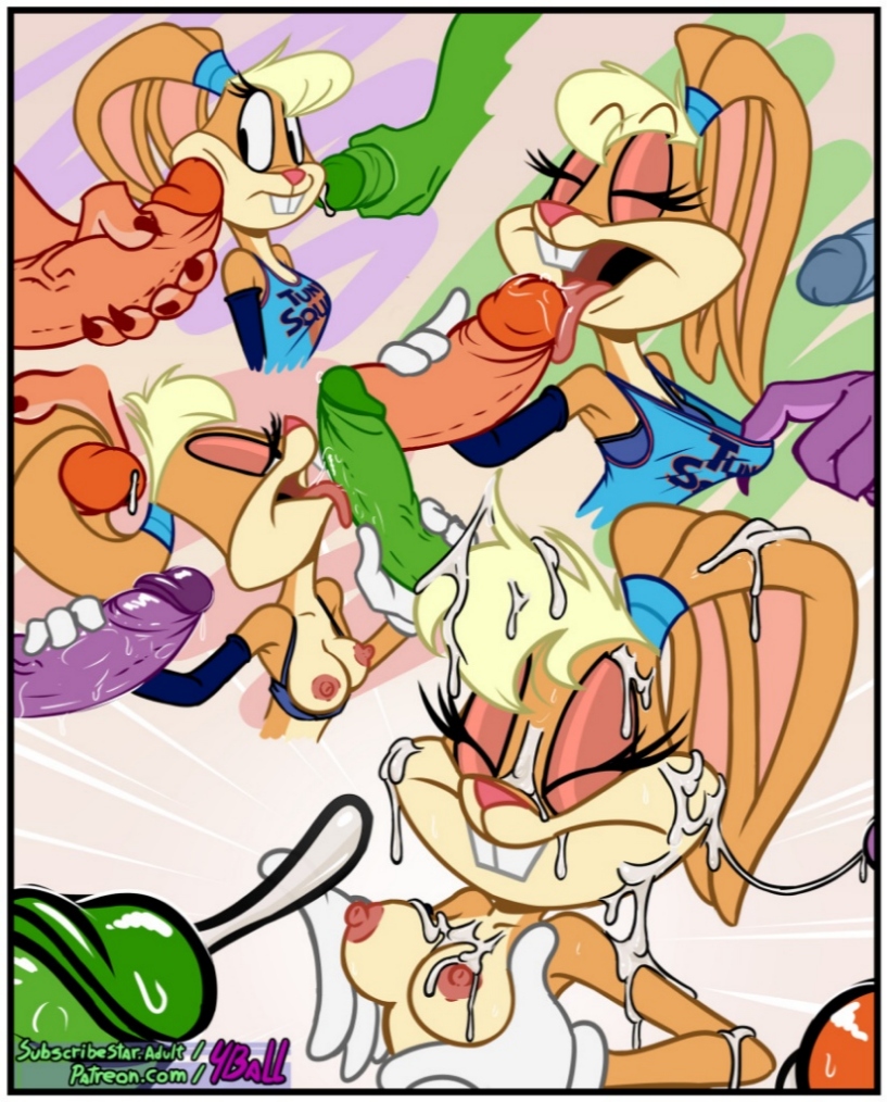 cum, fellatio, female, fourball, lola bunny, looney tunes, male, mask, monstar (space jam), oral, partial male, penis, space jam, straight, the looney tunes show