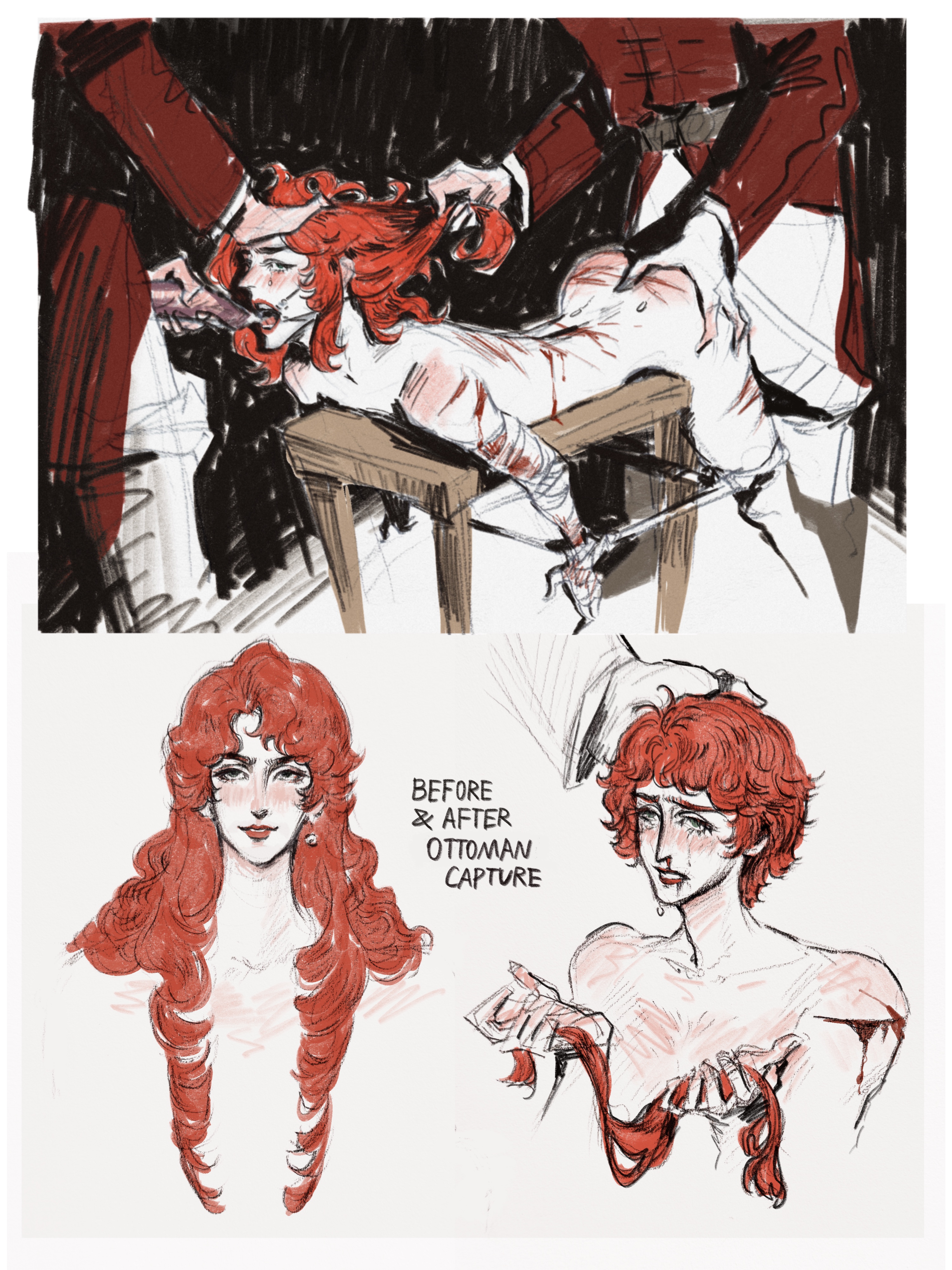 2025, 2d, 3boys, archon of flesh, blood, bondage, broken rape victim, captured, crying, curly hair, defeat rape, defeated, defeated heroine, femboy, gangrape, gay, ginger hair, haircut, historical, history, human, humiliation, long hair, male, maledom, malesub, middle eastern, oral, orange hair, ottoman empire, public use, rape, raped, red hair, sex, sex slave, shah ismail, short hair, spitroast, spoils of war, tagme, torture, twink, wavy hair, whip marks