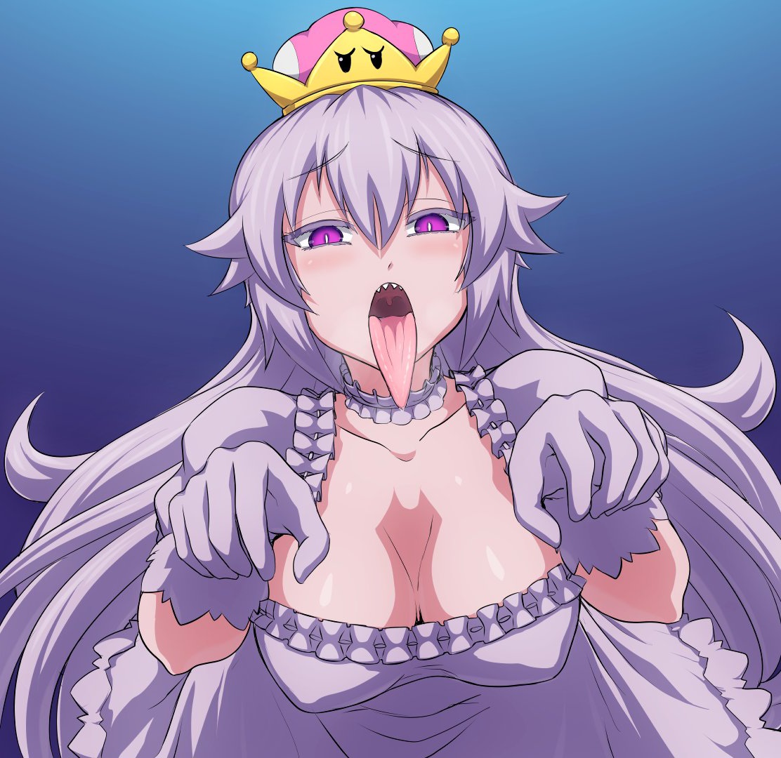 big breasts, boosette, breasts, erect nipples, erection, female, jadf, mario (series), nintendo, open mouth, saliva, super mario bros.