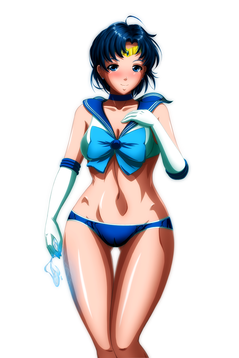 1girls ami_mizuno bishoujo_senshi_sailor_moon blue_hair blue_panties bra cameltoe female female_only gloves grimbyslayer human lingerie panties png sailor_mercury skimpy_clothes small_breasts smile solo standing transparent_background water