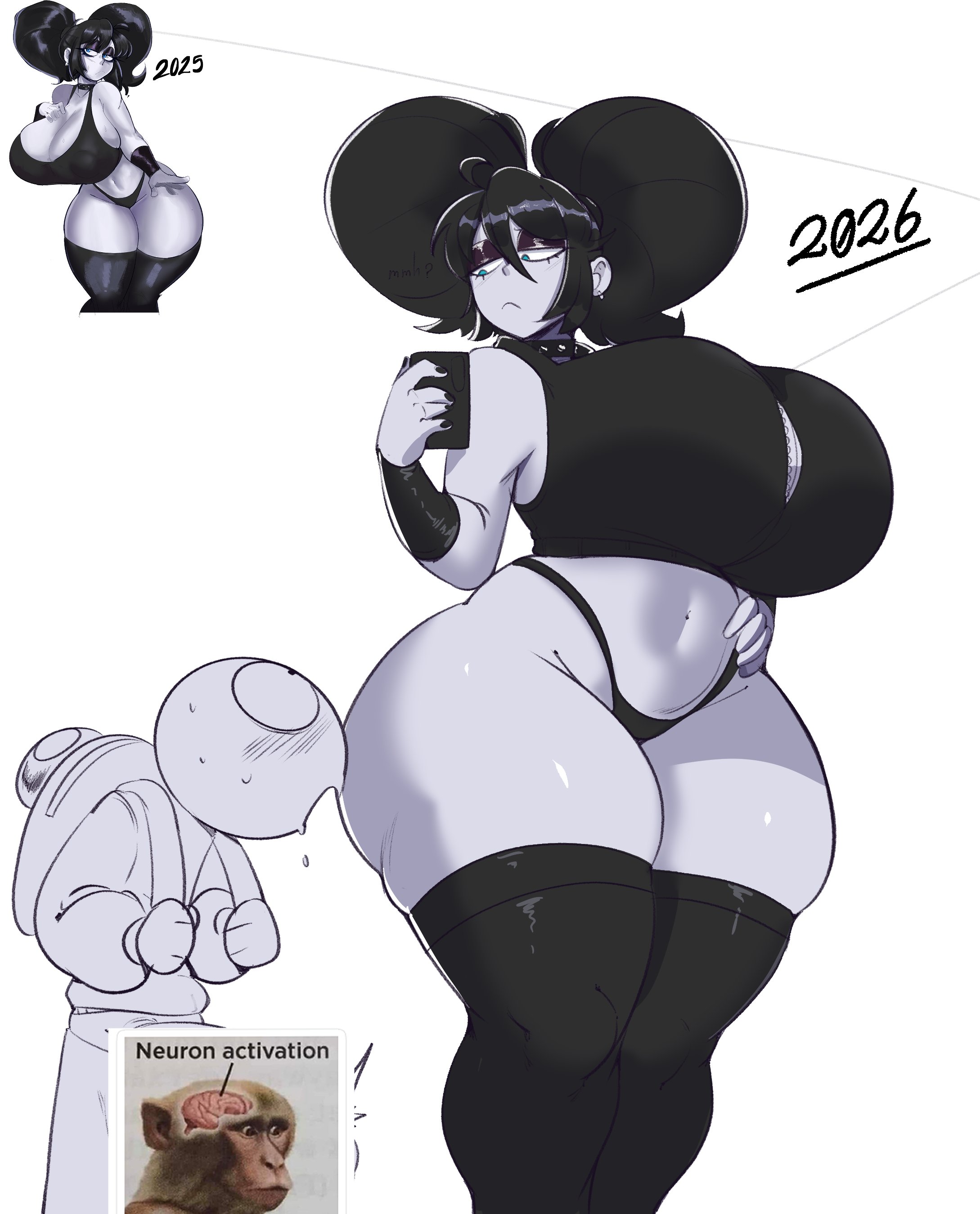 1boy, 1girls, 2026, big ass, big breasts, big butt, big thighs, bigger female, curvaceous, curvy, curvy body, curvy figure, curvy hips, garp sand, goth, goth girl, hi res, highres, huge ass, huge breasts, huge butt, huge thighs, oc, panties, remake, sexy, sexy body, socks, suggestive, suggestive look, tagme, thick, thick ass, thick hips, thick legs, thick thighs, thighhighs, thighs, topwear, twintails, voluptuous, voluptuous body, voluptuous female, white skin