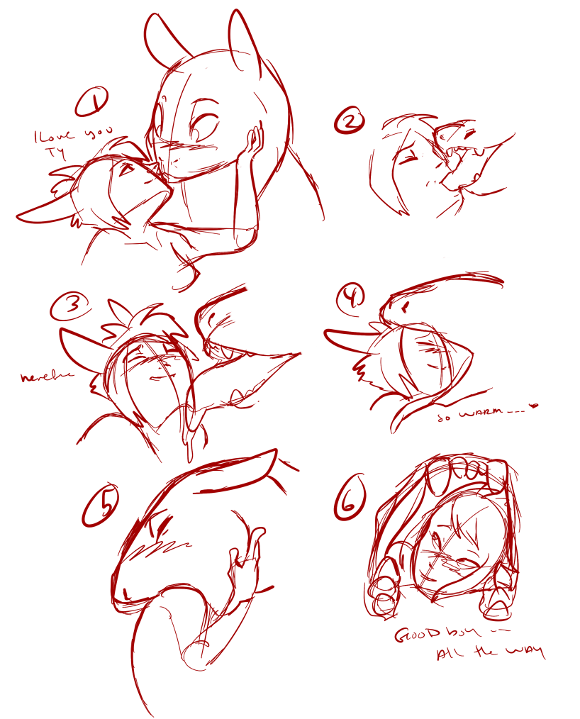 blush breasts closed_eyes comic dialog english_text face_sucking fangs female french_kiss fur hair human kissing leelee licking male mammal nintendo open_mouth pokemon pokemon_(species) saliva sharp_teeth sketch teeth text tongue tongue_out typhlosion video_games vore