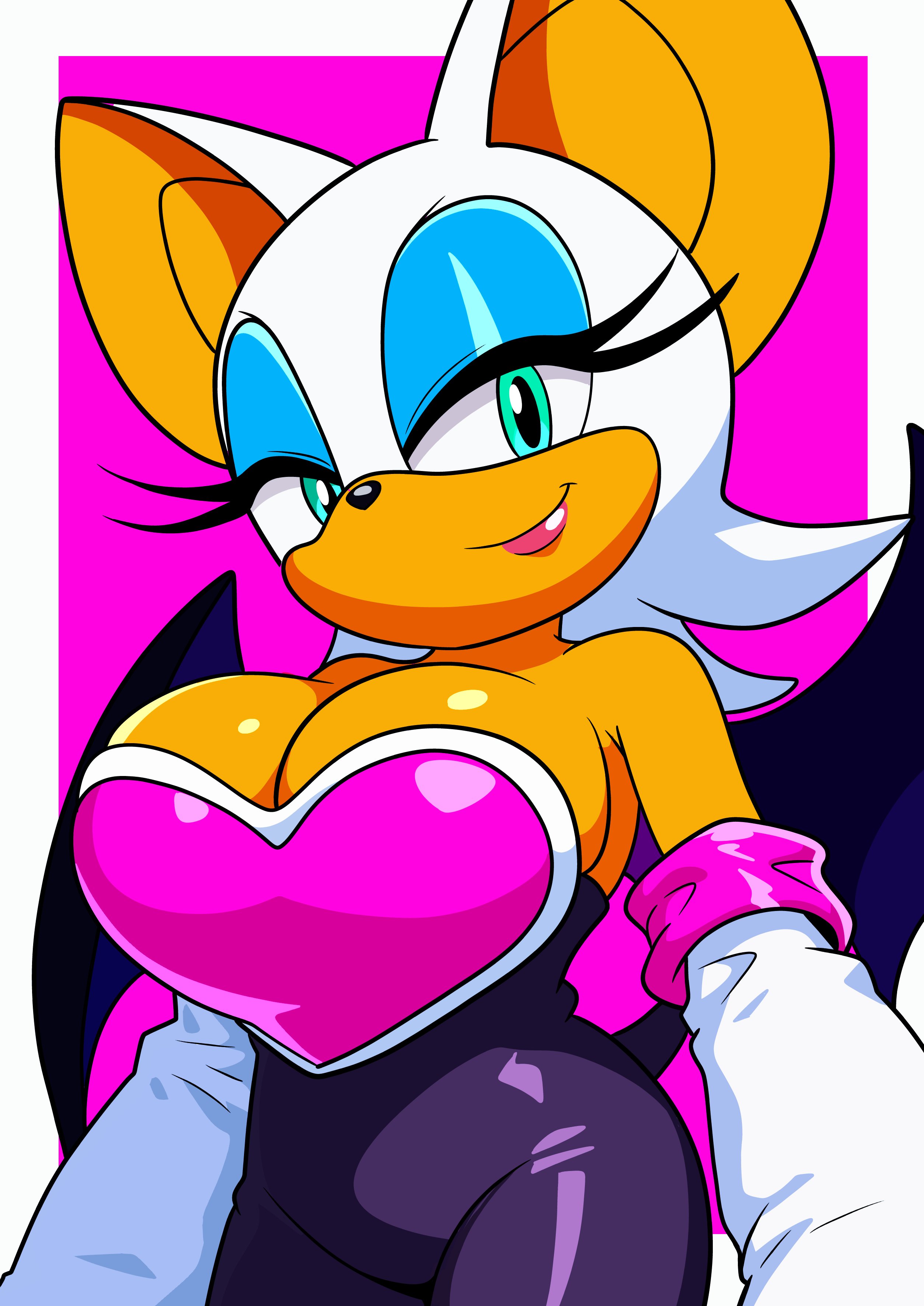 big breasts, clothed female, female, furry funnychan, huge breasts, rouge the bat, sonic (series), voluptuous female