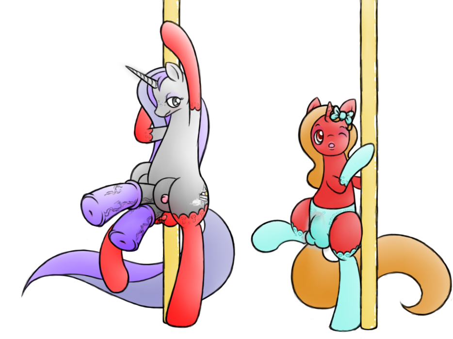 1boy 1futa balls breasts bulge crossdressing diphallia diphallism feral furry futa_with_male futanari intersex male moonlight_sonata multi_penis my_little_pony panties penis pole pole_dancing socks stripper