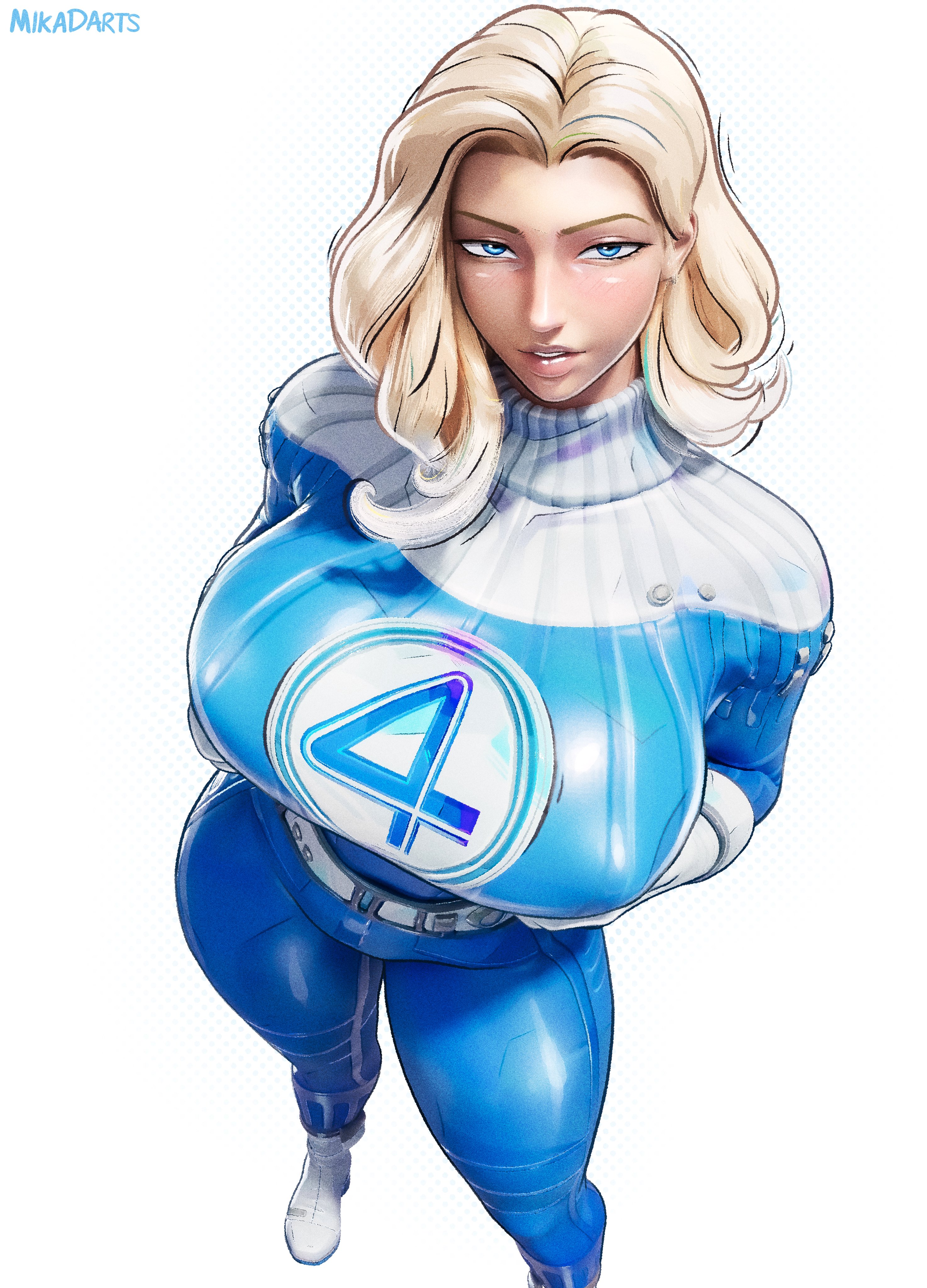 1girls, 3d, big breasts, fantastic four, fantastic four: first steps, huge breasts, invisible woman, invisible woman (first steps), invisible woman (marvel rivals), looking at viewer, marvel, marvel comics, marvel rivals, mikadawn, solo, sue storm