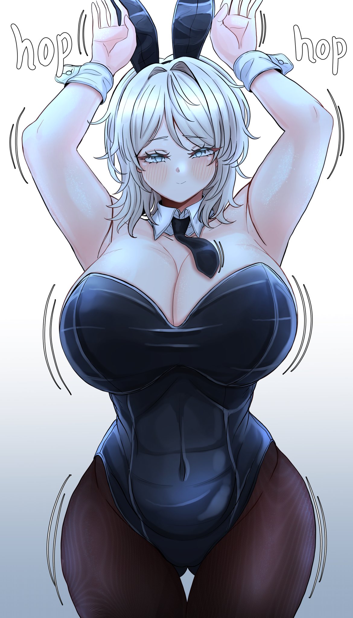 1girls, alternate version available, artist request, breasts, bunnysuit, faust (limbus company), female, female focus, female only, huge breasts, large breasts, light skin, light-skinned female, limbus company, looking at viewer, project moon, solo, thick thighs, thighs, wide hips