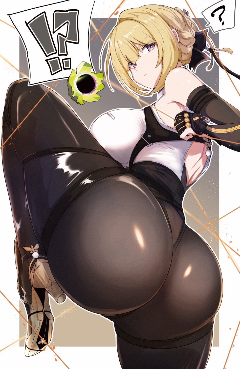 1girls ass ass_bigger_than_head big_ass big_breasts big_thighs blonde_hair breasts bubble_ass bubble_butt dat_ass dumptruck_ass dumptruck_butt enormous_ass enormous_thighs evelyn_chevalier female gigantic_ass gigantic_breasts gigantic_thighs gin_moku hair_ornament hoyoverse huge_ass huge_breasts huge_thighs light-skinned_female light_skin looking_at_viewer purple_eyes thick_thighs thighs thighs_bigger_than_head tight_clothes tight_clothing tight_fit zenless_zone_zero