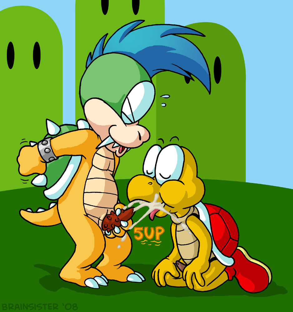 anthro brainsister cum fellatio furry koopa koopa_troopa koopaling koopalings larry_koopa male_only mario_(series) nintendo oral smooth_skin the_super_mario_bros._super_show!