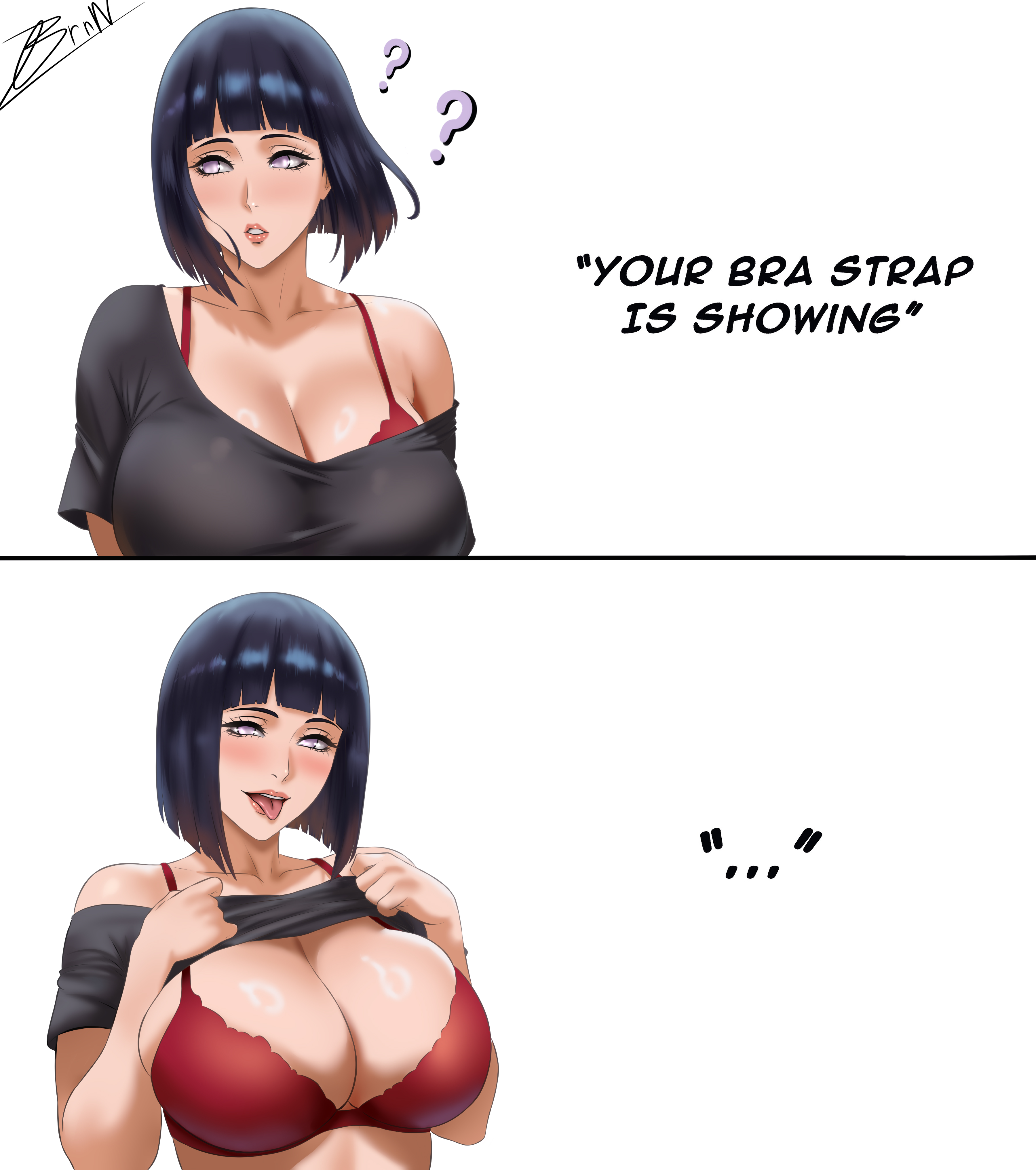 ?, ??, ..., 1girls, absurd res, absurd resolution, absurdres, asian female, bare shoulders, bbw, beautiful, beautiful female, beautiful girl, beautiful woman, bedroom eyes, big breasts, black shirt, black t-shirt, blue hair, blush, bob cut, boobs, boobs bigger than head, boobs out, boruto, boruto (series), boruto: naruto next generation, boruto: naruto next generations, boruto: naruto the movie, boruto:naruto next generations, bra, bra strap is showing (meme), breasts, breasts bigger than head, breasts out, brnn, busty, cleavage, cute, dialogue, english text, eyelashes, female, female only, flashing, flashing breasts, hi res, high resolution, highres, hinata hyuga, hinata hyuuga, hinata uzumaki, hyuga clan, hyuga hinata, hyuuga hinata, inner sideboob, japanese female, juicy breasts, large breasts, lewd, light skin, light-skinned female, looking away, looking to the side, mature, mature female, mature woman, medium hair, meme, messy hair, milf, mom, mommy, mommy kink, mommy milkers, mother, narrowed eyes, naruto, naruto (series), naughty face, offscreen character, pale skin, pale-skinned female, parted lips, perky breasts, pov, pov eye contact, purple eyes, red bra, red underwear, seductive, seductive eyes, seductive look, seductive mouth, seductive pose, shirt, shonen jump, shoulder length hair, shounen jump, shueisha, sideboob, slutty female, t-shirt, teasing, teasing viewer, text, tight clothing, tight shirt, tits, tits bigger than head, tits out, tongue, tongue out, underwear, uzumaki hinata, venus body, very high resolution, voluptuous, voluptuous female, weekly shonen jump, weekly shounen jump, white background, white eyes