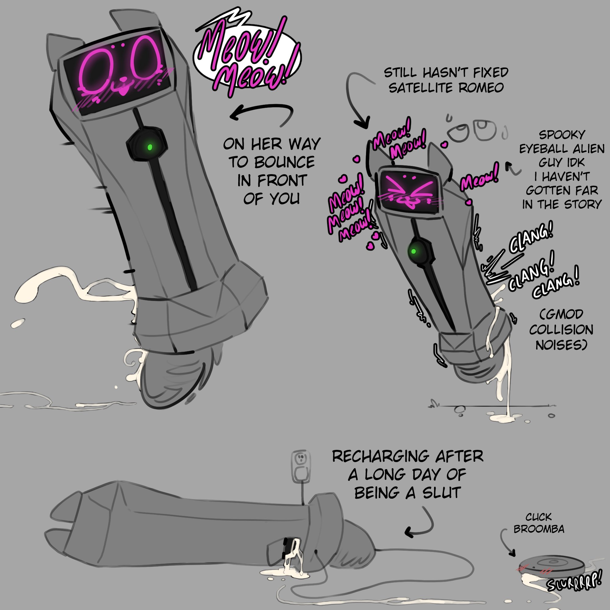 cat ears, charging, cum, cum inside, cum leaking, invisible male, invisible penis, kerfur, robot, sex, sex from behind, sleeping, tohaakart, voices of the void