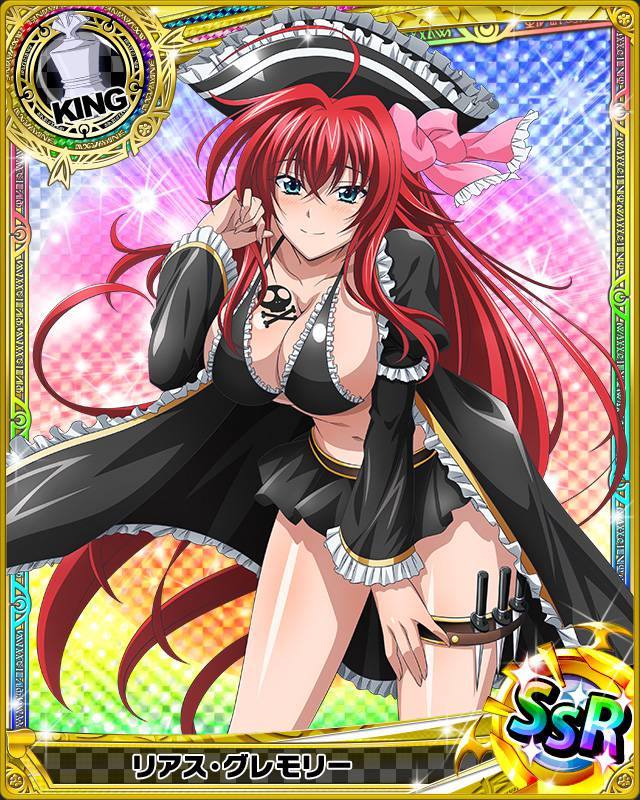 animius black_dress blue_eyes hat high_school_dxd knives pirate red_hair rias_gremory