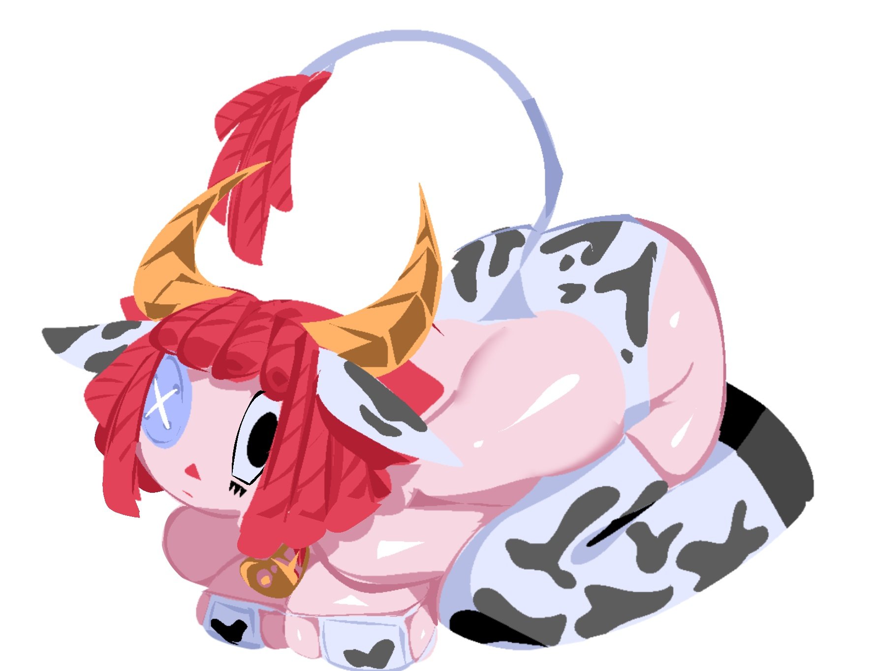 1girls, 2026, ass up, bell, breasts, breasts pressed, cow, cow costume, cow girl, female only, glitch productions, gooseworx, ragatha, ragatha (tadc), ragatha (the amazing digital circus), solo female, tagme, tagme (artist), tail, the amazing digital circus
