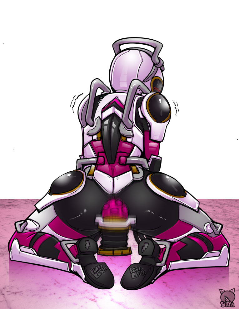 2014 anal ass blush dildo female handles handles_on_back handles_on_head lipstick ressha_sentai_toqger robot_girl shia_(artist) squatting super_sentai vibrator wagon_(ressha_sentai_toqger)