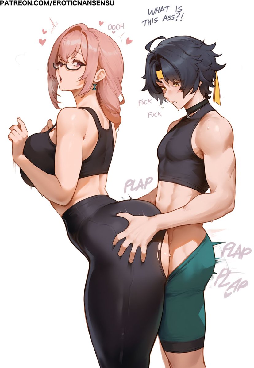 1boy 1girls ai_assisted ai_generated ass ass_grab breasts erotic_nansensu female female_focus from_behind large_ass large_breasts light-skinned_female light_skin looking_at_another looking_back sex thick_thighs thighs torn_clothes tsukishiro_yanagi wide_hips zenless_zone_zero
