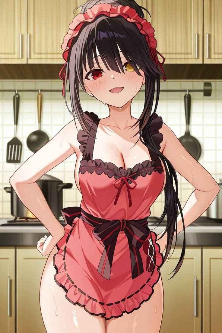 1girls, ai generated, apron, apron only, date a live, female, solo, tokisaki kurumi