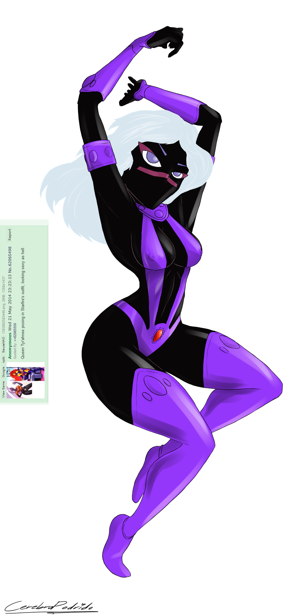 black_skin cerebropodrido cosplay dc duck_dodgers koriand'r queen_tyr'ahnee solo solo_female starfire_(cosplay) teen_titans white_hair