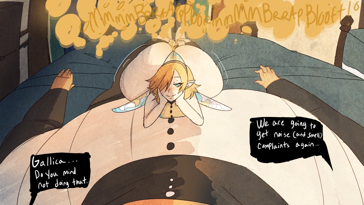 ass, big ass, big butt, black clothing, fairy, fart, fart cloud, fart fetish, gallica, male, melissaalli, metaphor: refantazio, orange hair, pov eye contact, pov male, smirk, smirking at viewer, will (metaphor: refantazio)