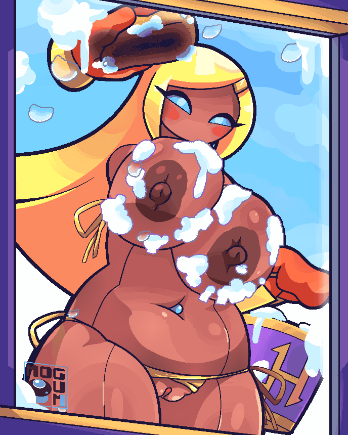 alien alien_girl animated bikini blonde_female blonde_hair bubble bubbles bucket dark_skin female golden_bikini golden_hair gyaru kirby_(series) kirby_planet_robobot kirby_star_allies live2d loop pov soap soap_bubbles soapy_breasts susanna_patrya_haltmann susie_(kirby) tanned_female tanned_girl tanned_skin tmogumi window window_cleaner yellow_hair