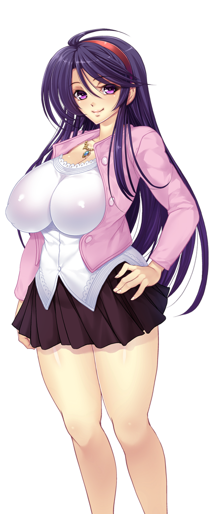 akogare_no_onee-chan_wa_choukyou_shigansha breasts cleavage kawaraya_a-ta large_breasts purple_eyes purple_hair tagme tendou_mika wide_hips