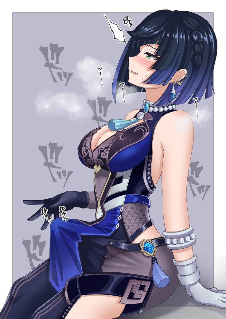 1futa, ai generated, bulge, bulge through clothing, erection, futa only, futanari, genshin impact, hoyoverse, intersex, yelan (genshin impact)