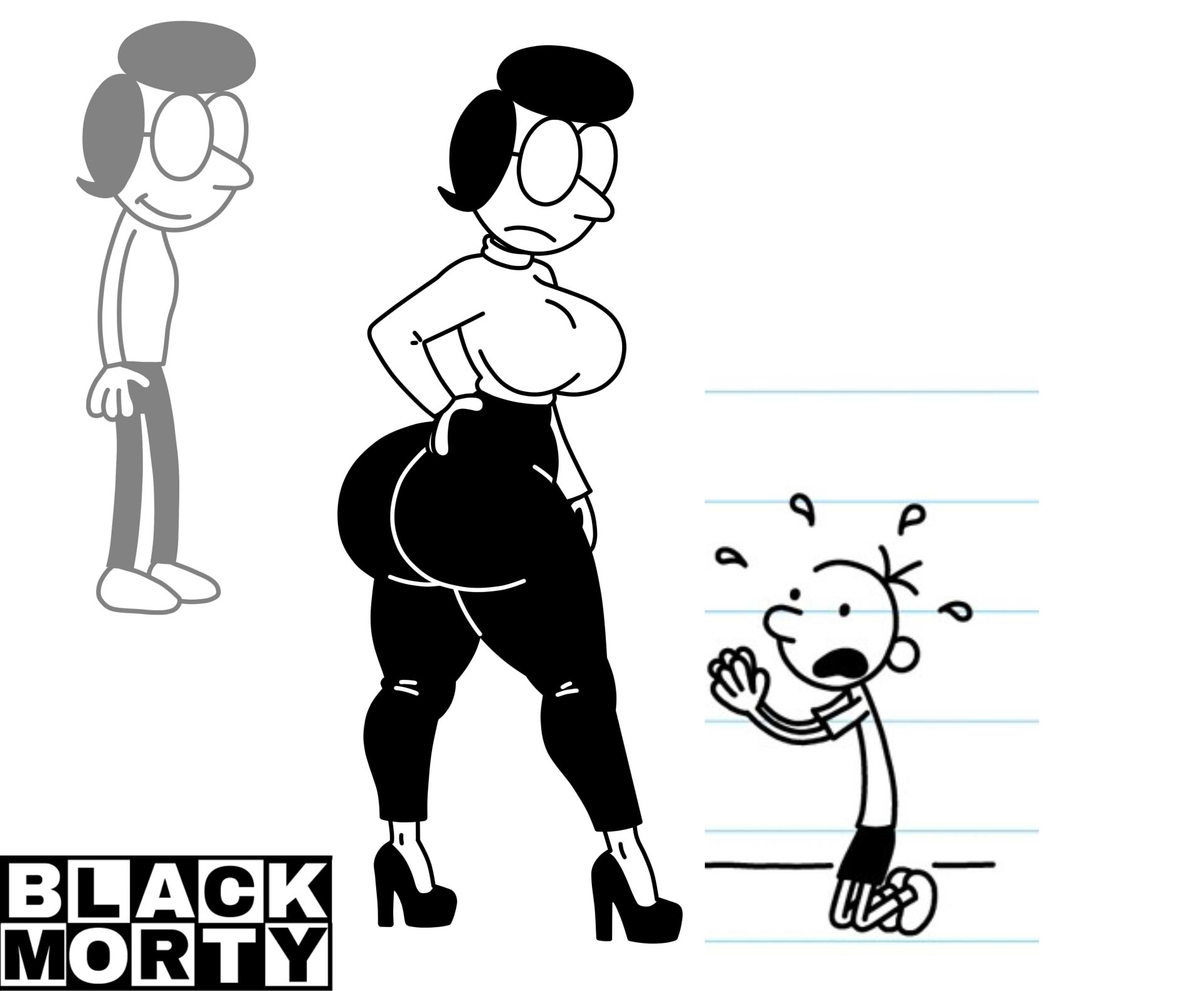 begging, big ass, big breasts, blackmorty (artist), breasts, diary of a wimpy kid, female, glasses, greg heffley, susan heffley