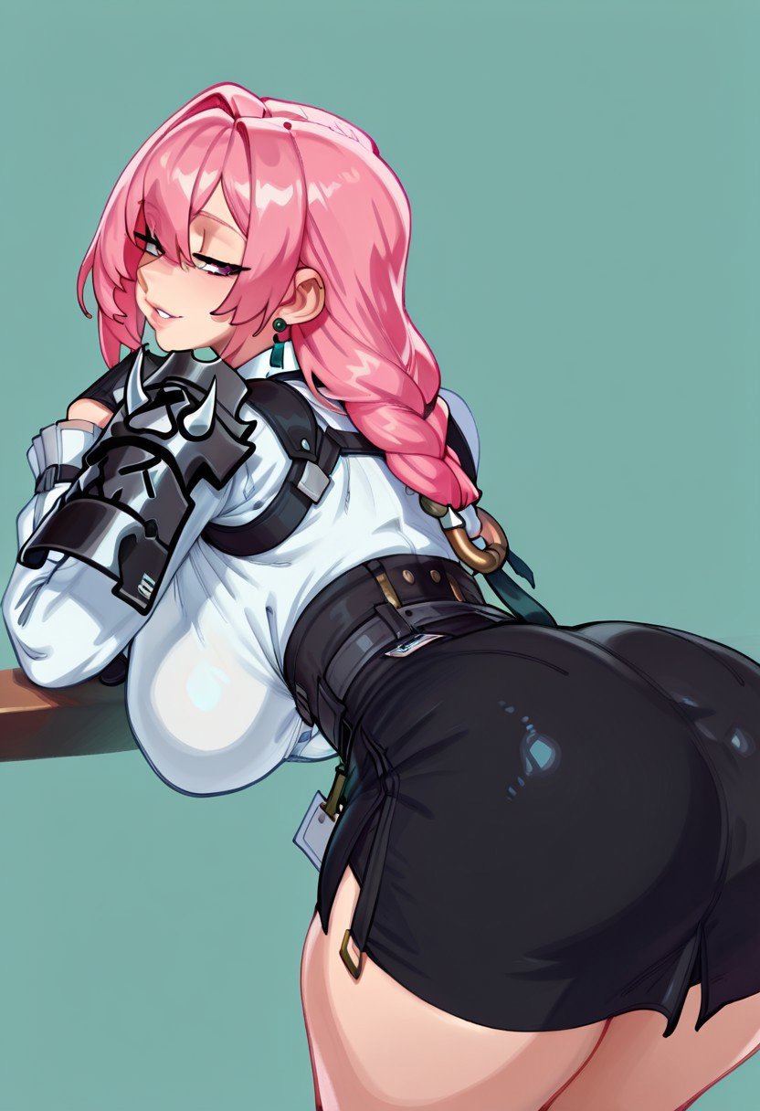 ai generated, ass, ass focus, ass up, big ass, big breasts, breasts, curvy, curvy figure, female, gravure soraka, huge ass, huge breasts, looking at viewer, pink hair, tsukishiro yanagi, zenless zone zero