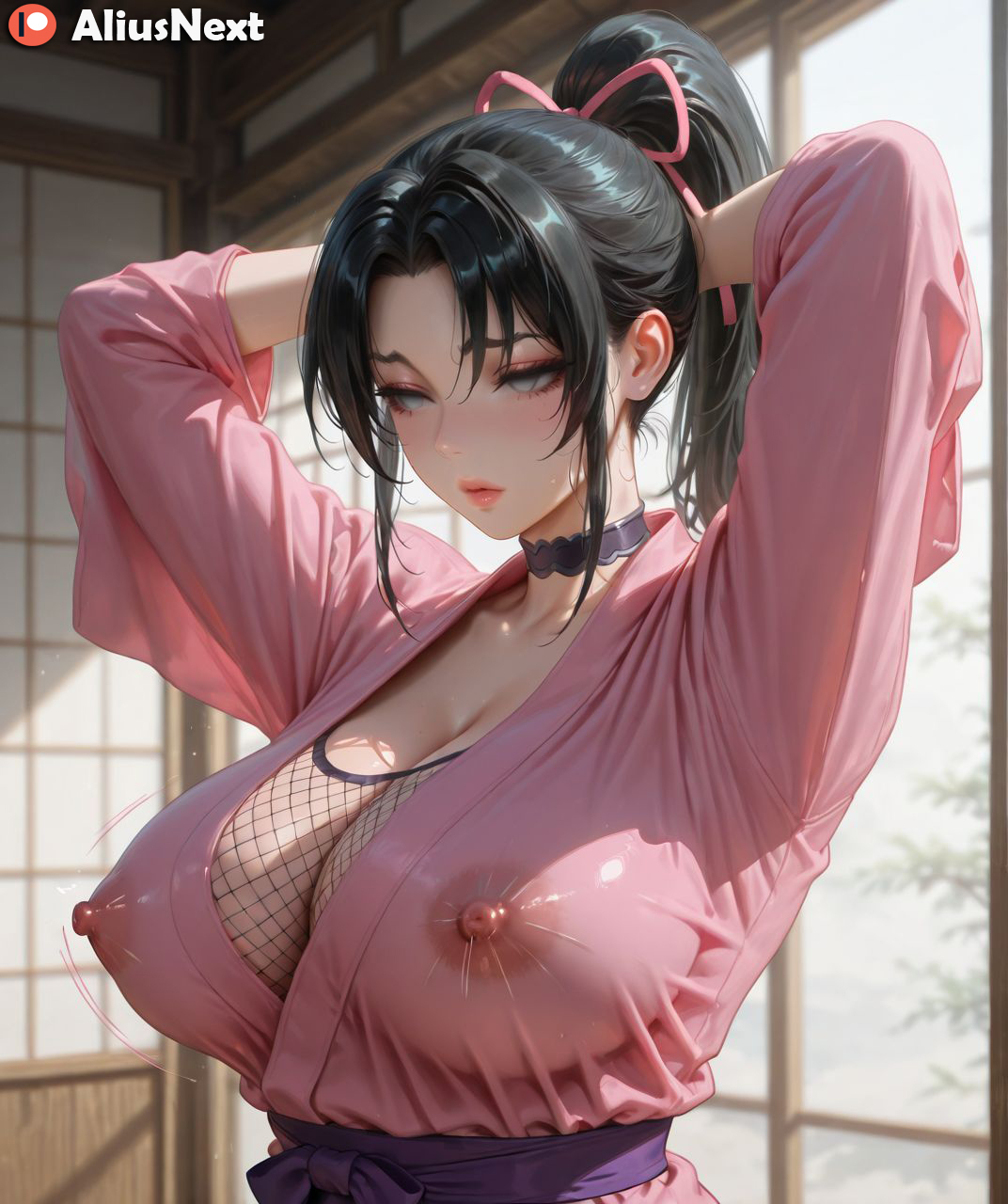 1girls, 2025, ai generated, aliusnext, anime, big ass, big breasts, breasts, female, female only, hi, high, highres, history's strongest disciple kenichi, huge ass, huge breasts, light skin, light-skinned female, lingerie, massive ass, massive breasts, mature, mature female, nipples, patreon, quality, res, resolution, shigure kousaka, style, sweat, sweatdrop, sweating, sweaty, sweaty body, sweaty breasts, thick, thick ass, thick hips, thick legs, thick lips, thick thighs, uncensored, username, voluptuous, voluptuous body, voluptuous female, watermark