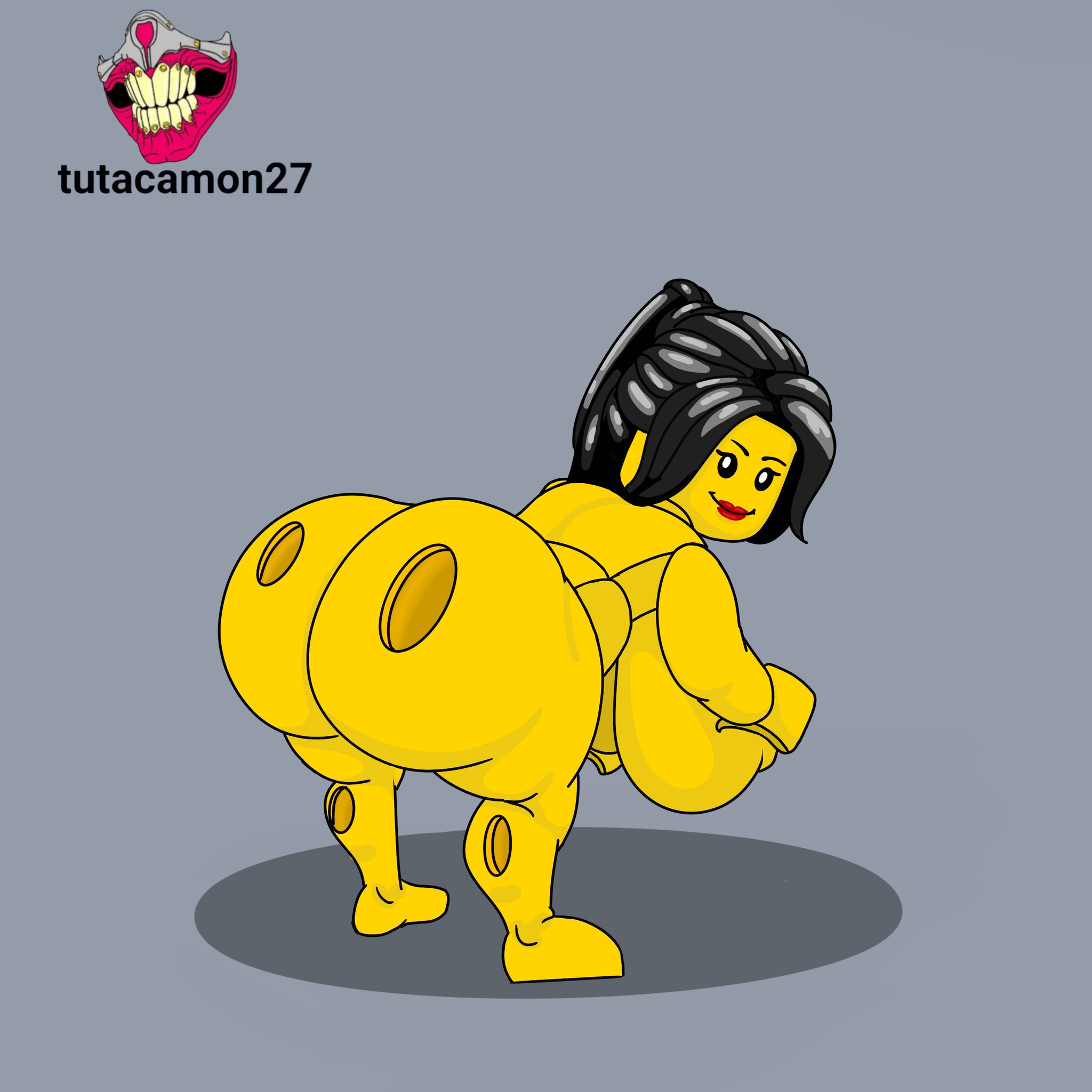1girls, big ass, big booty, big breasts, black hair, breasts, female, frame by frame, huge ass, lego, lego anatomy, lego minifigure, micro female, thick thighs, toys, yellow body, yellow skin