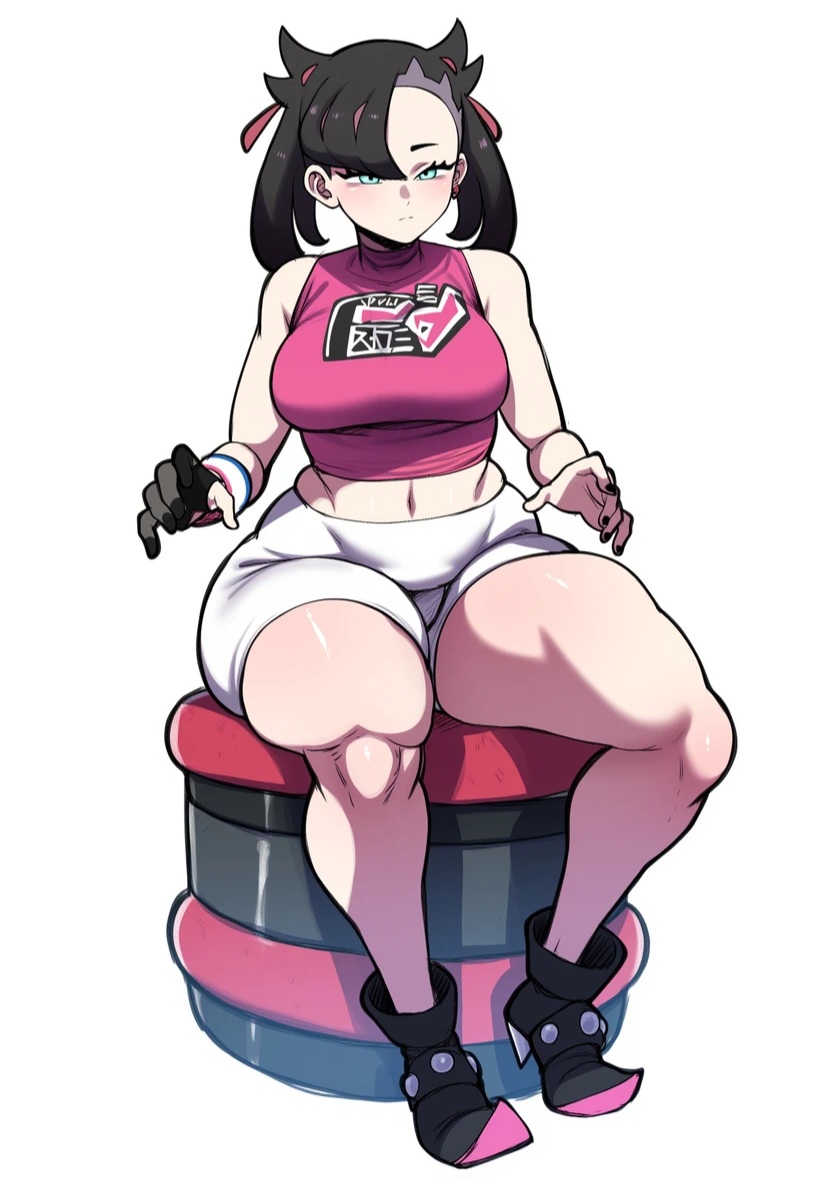 1girls, ai generated, big breasts, breasts, female, female only, large breasts, marnie (pokemon), mullon, nintendo, novelai, pokemon, pokemon ss, thick thighs, tight clothing, voluptuous female