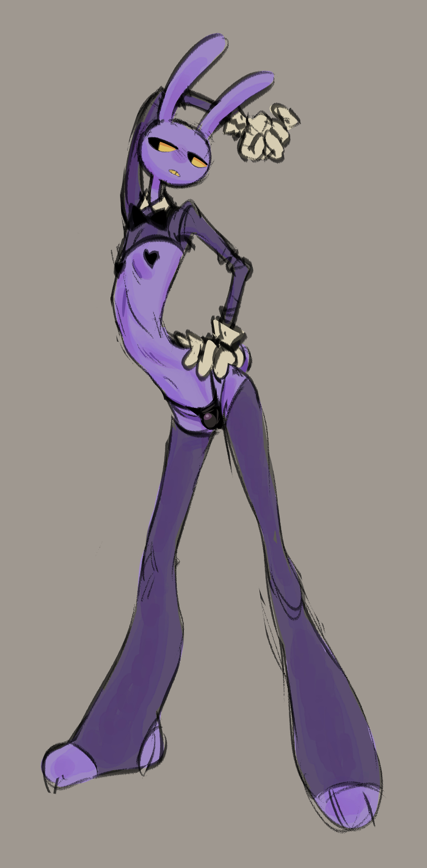 1boy, bowtie, bulge, epikdukdafuq, femboy, feminine male, glitch productions, gloves, inverted bunnysuit, jax (tadc), jax (the amazing digital circus), looking aside, looking away, male, male only, pasties, solo, stirrup legwear, the amazing digital circus, thong, twink