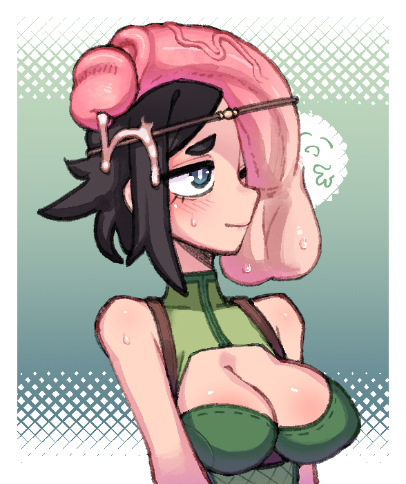 1girls, 2d, balls, big balls, big breasts, big penis, black hair, blush, breasts, cleavage, cragscleft, cum, cum on hair, disembodied penis, female, fire emblem, fire emblem awakening, green clothing, human, human female, human male, human only, light skin, light-skinned female, light-skinned male, male, nintendo, noire (fire emblem), partial male, penis, penis in headband, penis on closed eye, penis on face, short black hair, short hair, smile, submissive, twitter link
