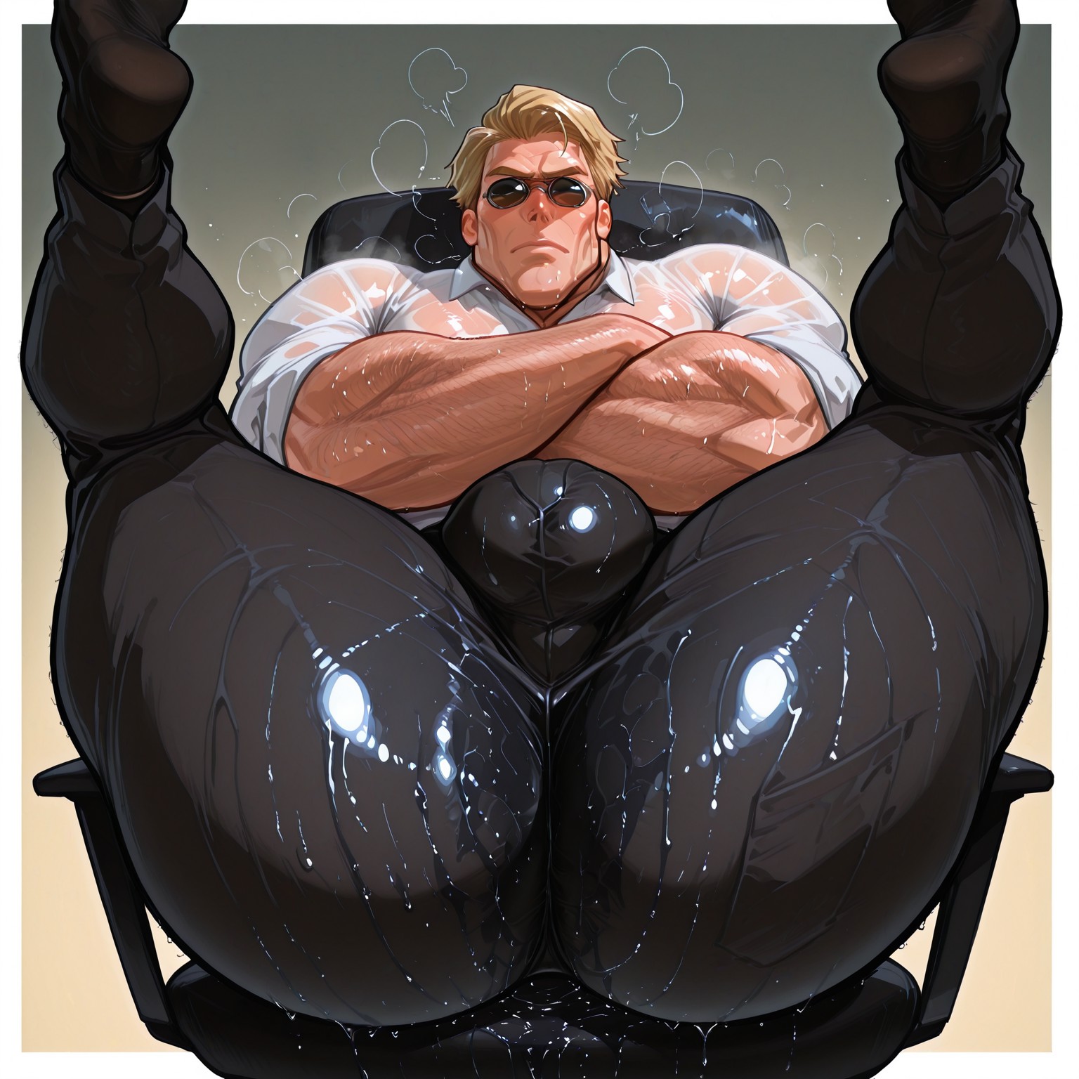 1boy, ai generated, bara, big ass, big ass (male), big butt, blonde hair, civiati, gay, khlibina, khlibini, male, male only, presenting, presenting hindquarters, solo, solo male, yaoi
