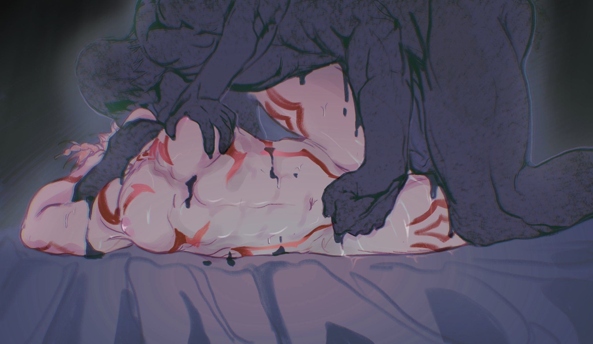 2boys, anal, anal penetration, anal sex, choking, flame reaver (honkai: star rail), four arms, gay, head thrown back, honkai: star rail, kissing, kissing while penetrated, male, male only, mydei (honkai: star rail), phainon (honkai: star rail), yaoi