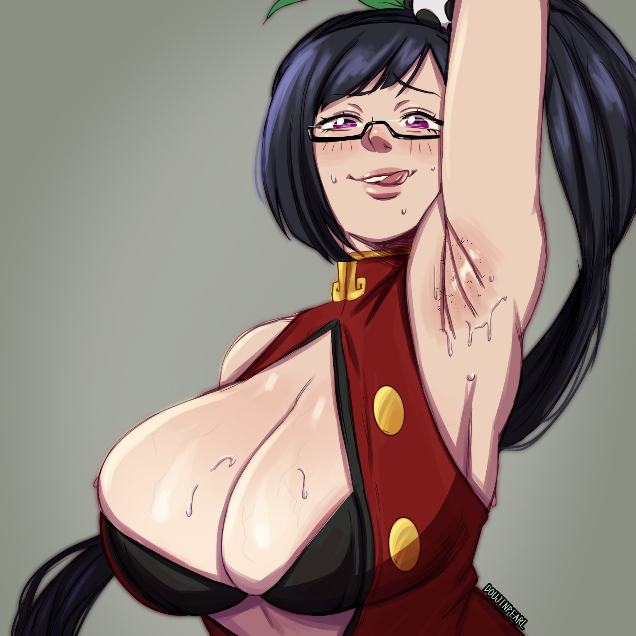 1girls, armpit, armpit crease, armpit fetish, armpits, arms up, big breasts, blazblue, breasts, breasts bigger than head, breasts out, busty, busty female, doujinpearl, huge breasts, litchi faye ling, sweat, sweatdrop, sweating, sweaty, tits, tits bigger than head, tits out