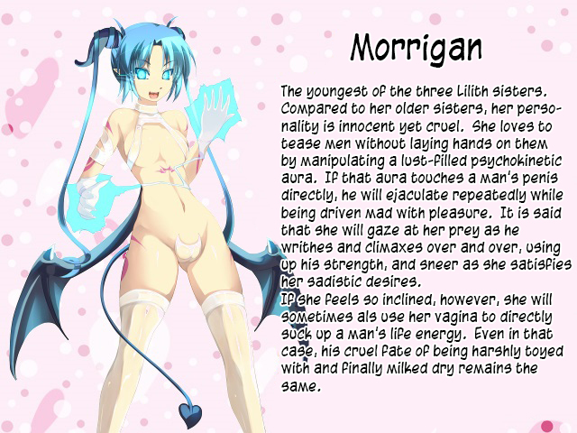 blue_eyes blue_hair character_profile demon_girl demon_tail demon_wings female gloves glowing_eyes glowing_hands horns looking_at_viewer mon-musu_quest! monster_girl monster_girl_quest monster_girl_quest_paradox morrigan_(mon-musu_quest!) no_pants official_art open_mouth pointy_ears pubic_tattoo shiki_(psychedelic_g2) short_hair skimpy small_breasts smile solo succubus succubus_horns succubus_tail succubus_wings tattoo thighhighs translated white_legwear white_panties