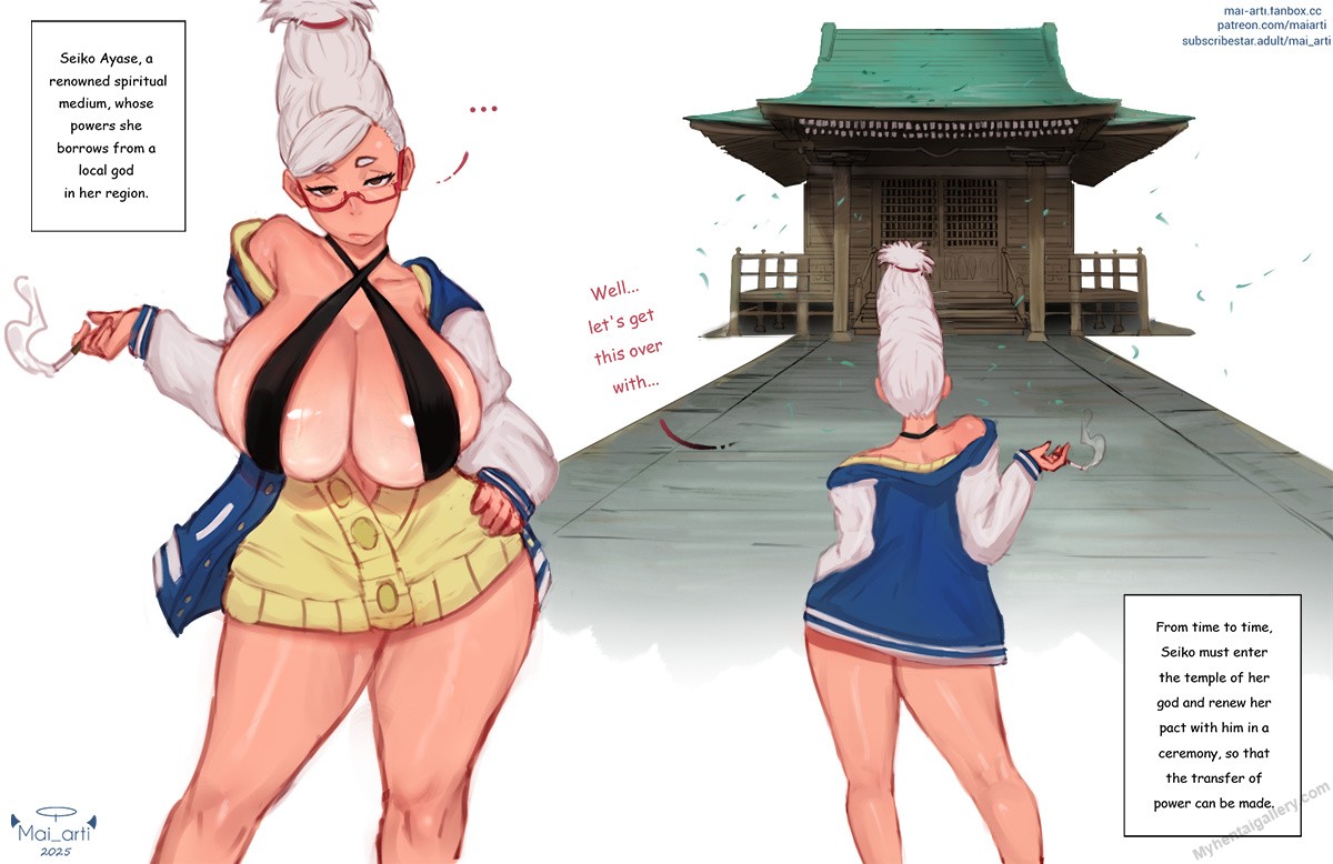 1girls, 2025, 2d, 2d artwork, ayase seiko, back view, beehive hairdo, big breasts, cigarette, cocked hip, curvaceous, curvy, dandadan, dialogue, fair skin, female, female focus, female only, gilf, glasses, hand on hip, huge breasts, jacket open, mai arti, no sex, no sex (yet), older than they look, revealing clothes, solo, sweater, tagme, text, thick thighs, unamused, white hair