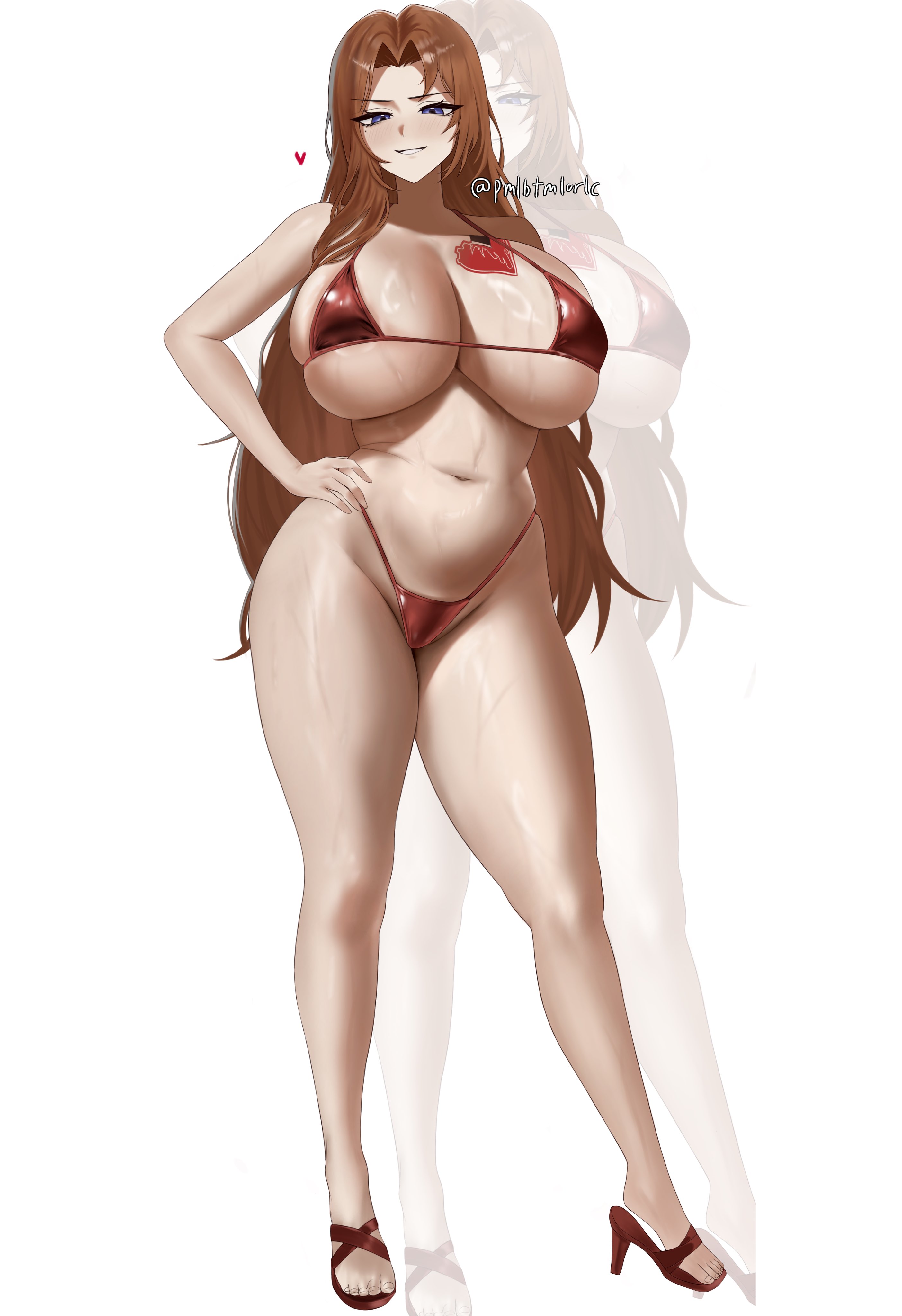 1girls, bikini, blue eyes, brown hair, limbus company, pmlbtmlorlc, project moon, rodion (limbus company), tagme