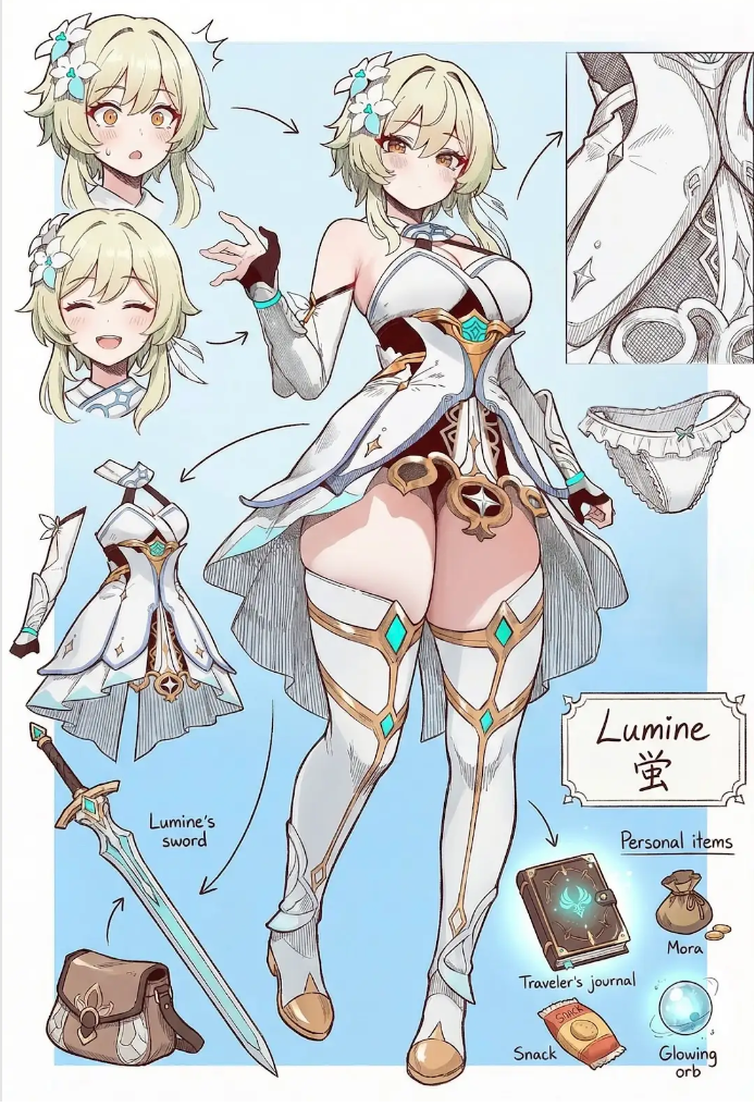ai generated, genshin impact, hanabi network, lumine (genshin impact), panties, tumaini, tumaini (genshin impact), waifu