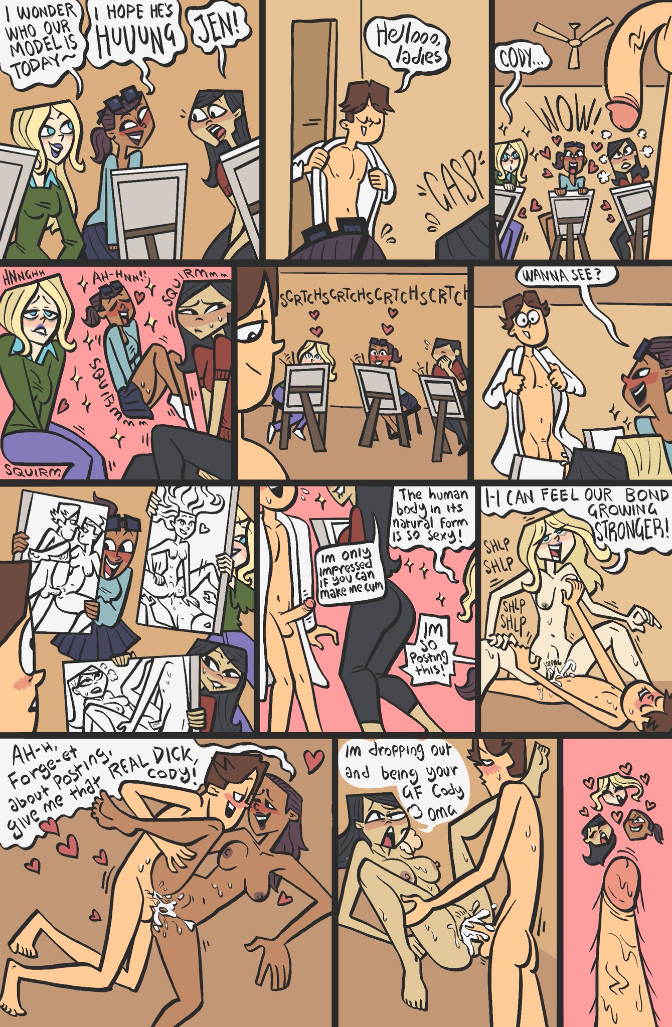 cody (tdi), dawn (tdi), emma (tdi), foursome, jen (tdi), orgy, samrockwell420, tagme, the ridonculous race, total drama island, total drama: revenge of the island