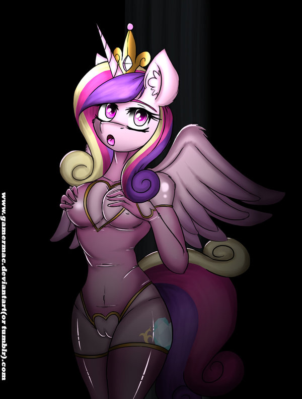 1girls 2014 alicorn anthro breasts elbow_gloves equine female friendship_is_magic gamermac gloves hair heart horn leggings looking_at_viewer mammal my_little_pony navel open_mouth pink_body pinup plain_background princess_cadance_(mlp) pussy rubber shiny solo thigh_highs tongue wings