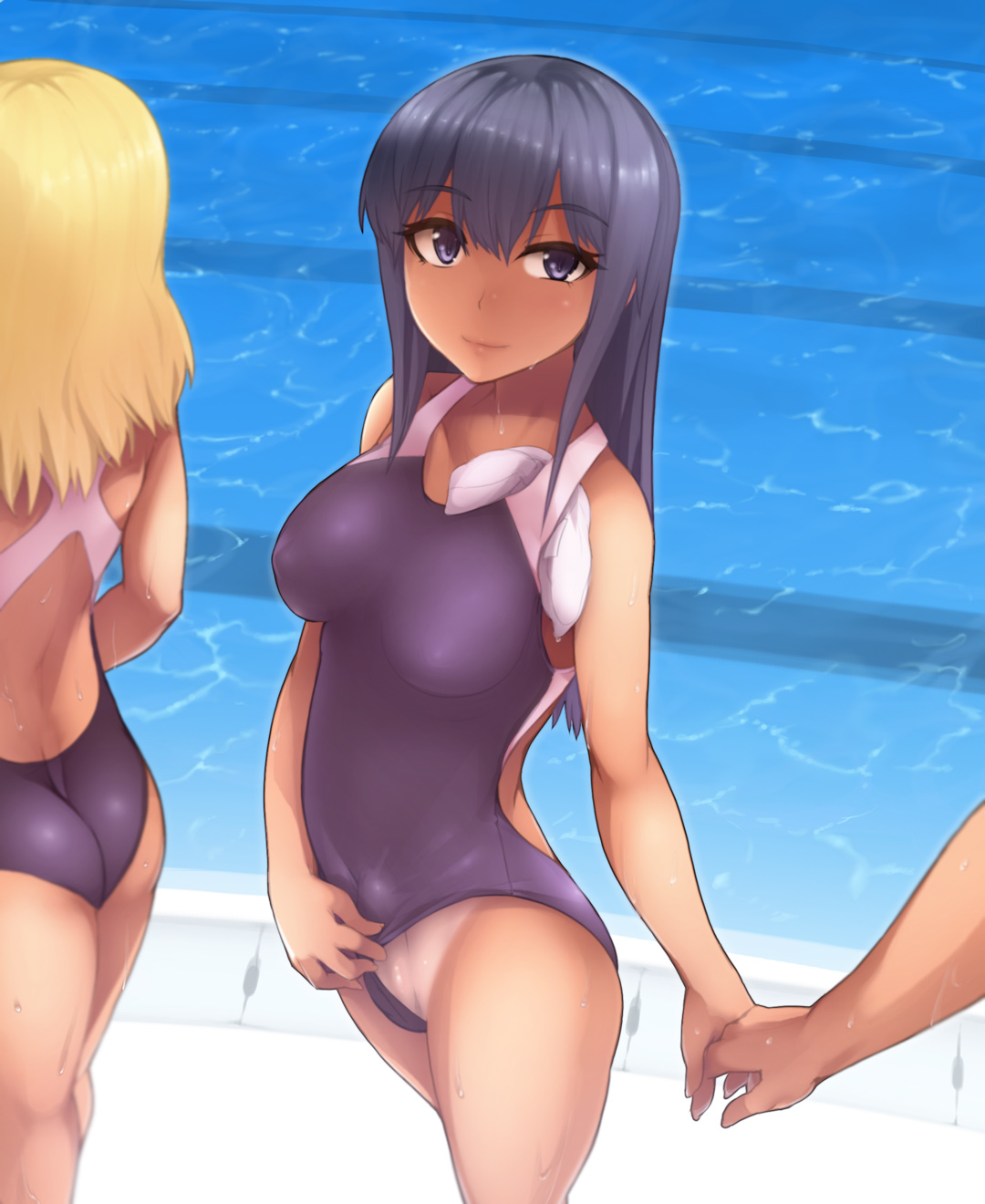 1boy, 1futa, 1girls, abubu, ass, big breasts, black hair, blonde hair, blue hair, breasts, bulge, cameltail, curvy, erect nipples, erection, erection under clothes, female, flashing, futa sans balls, futa with female, futa with male, futanari, holding hands, intersex, large breasts, male, male with female, nipple bulge, nipples, panties, panty bulge, penis, penis in panties, penis peek, penis under clothes, presenting, presenting penis, public, secret, small penis, small penis futa, smile, swimsuit, water